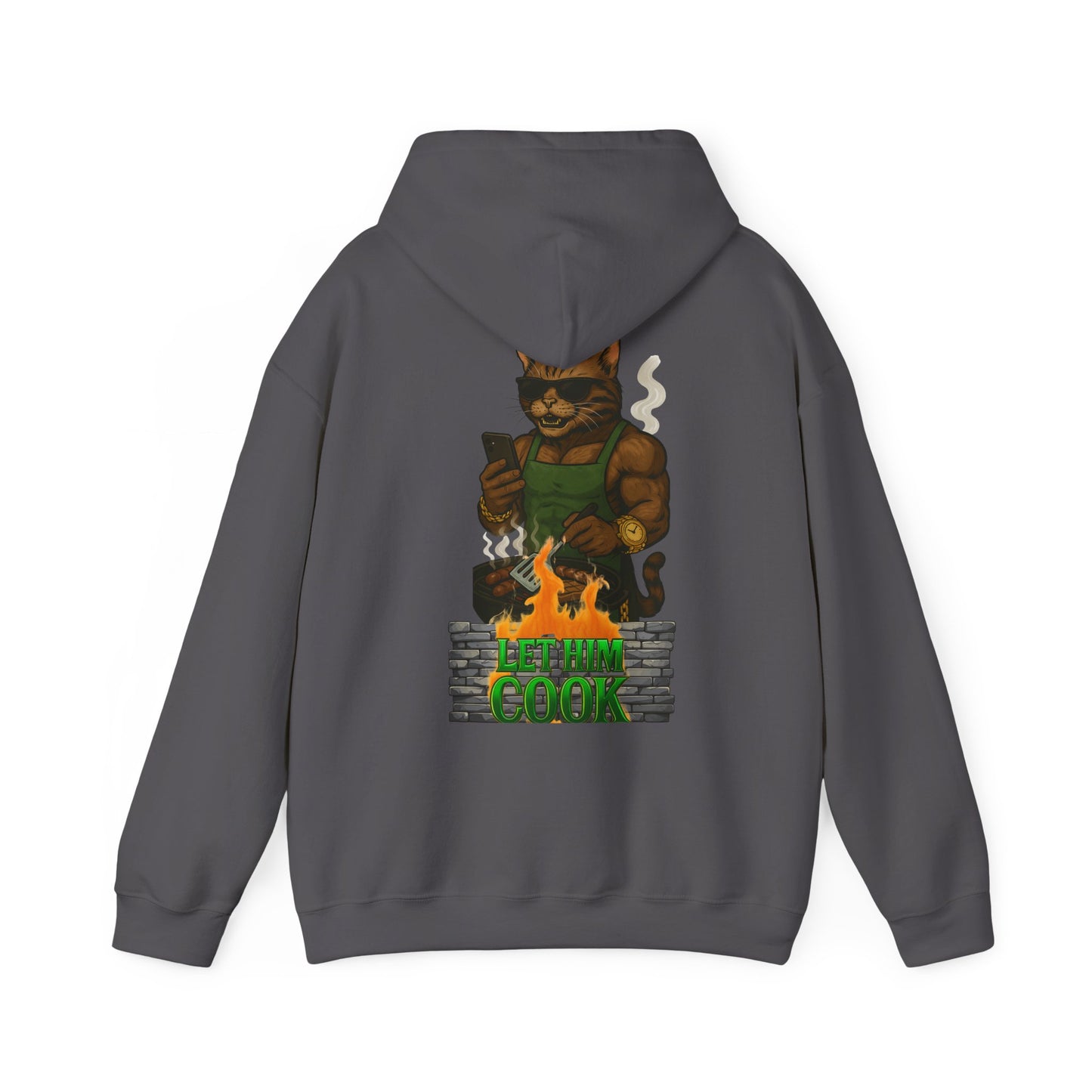 Let Him Cook Cool Cat Grillin' Sweatshirt | Unisex Hoodie for Cat Lovers, Funny Gift for Friends, Cozy Wear, Casual Outfit, Birthday and Holiday Gift
