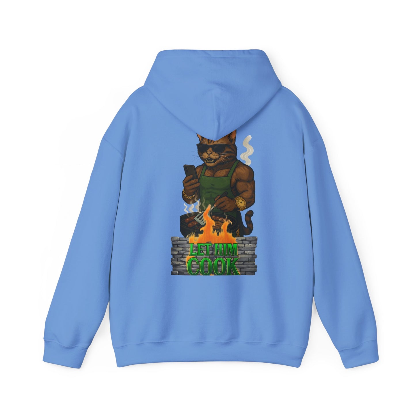 Let Him Cook Cool Cat Grillin' Sweatshirt | Unisex Hoodie for Cat Lovers, Funny Gift for Friends, Cozy Wear, Casual Outfit, Birthday and Holiday Gift