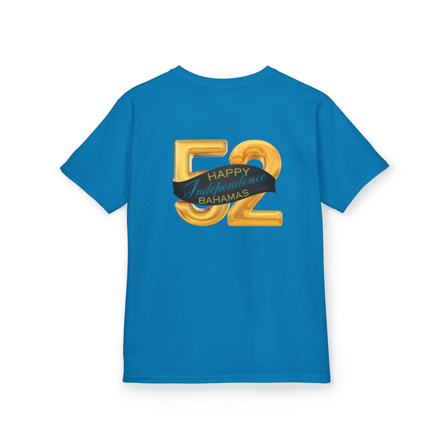 Happy 52nd Independence Blue Stripe Bahamas Kids Tee, Fun Kids Shirt, Celebration T-Shirt, Birthday Gift, Summer Apparel, Independence Day Outfit