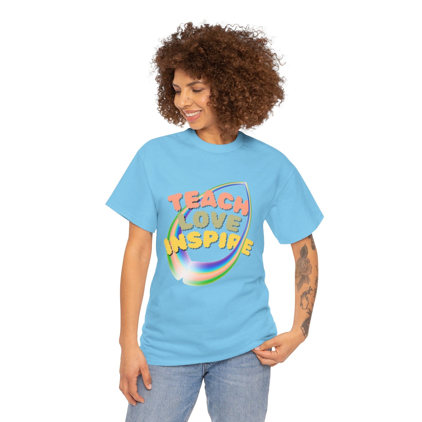 Inspiring Teach Love Unisex Tee, Motivational T-Shirt, Gift for Teachers, Back to School Apparel, Wellness Shirt, Positive Vibes Wear