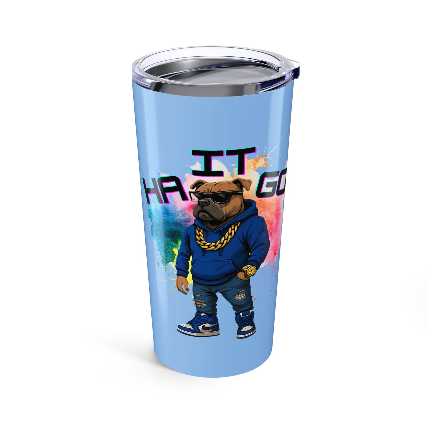 Ha It Go Colorful Character Tumbler, Personalized Travel Mug, Fun Drinkware, Customizable Water Bottle, Gift for Gamers, Unique Party Favor
