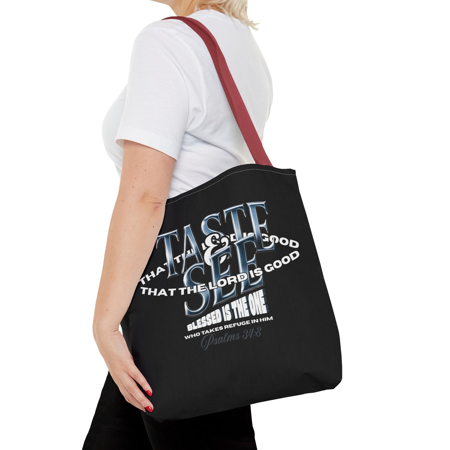 Taste and See Inspirational Tote Bag - Faith & Spirituality, Christian Gift, Bible Verse, Religious Accessories, Everyday Use, Stylish Carryall