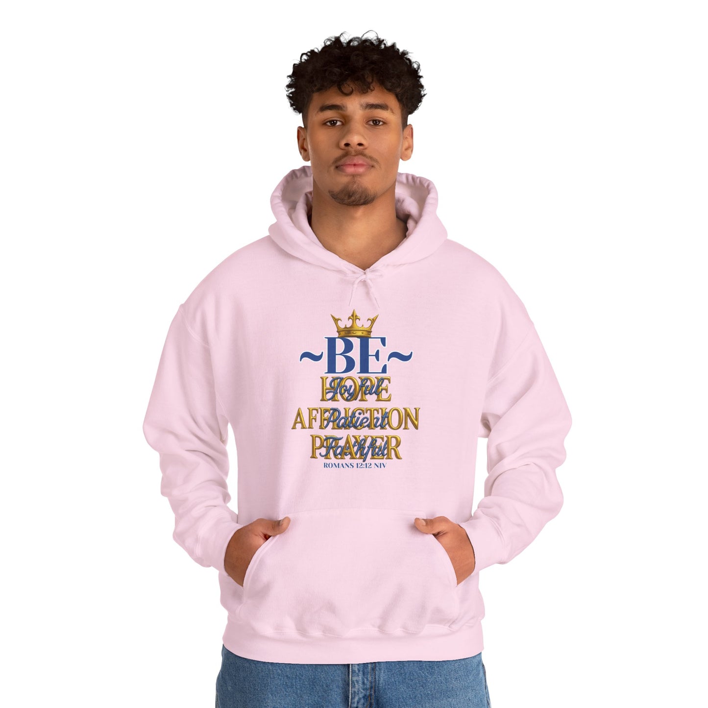 Romans 12:12 Inspirational Hoodie, Unisex Heavy Blend Hoodie, Love Prayer Sweatshirt, Cozy Gift for Friends, Affirmation Apparel