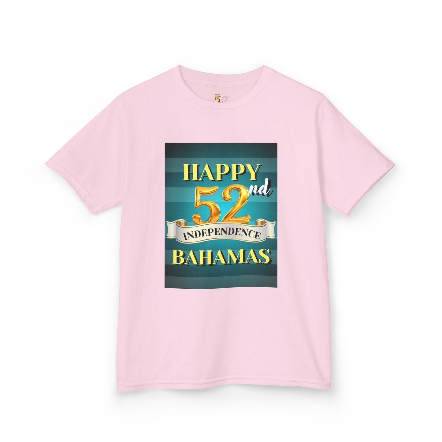 Happy 52nd Independence Blue Stripe Bahamas Kids Tee, Fun Kids Shirt, Celebration T-Shirt, Birthday Gift, Summer Apparel, Independence Day Outfit