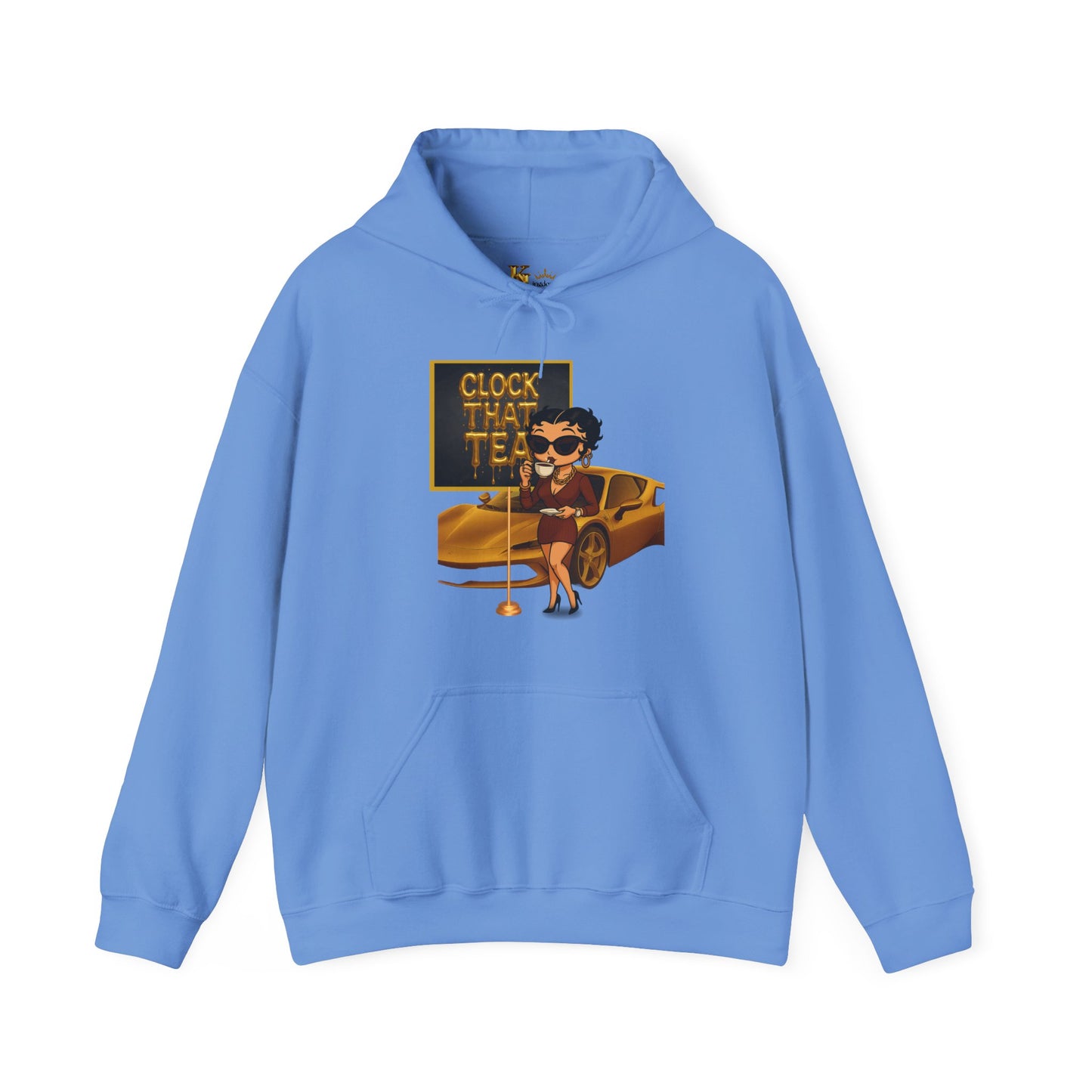 Clock That Tea Chic Hooded Sweatshirt for Tea Lovers, Trendy Unisex Pullover, Casual Streetwear, Gift for Friends, Perfect for Cozy Days