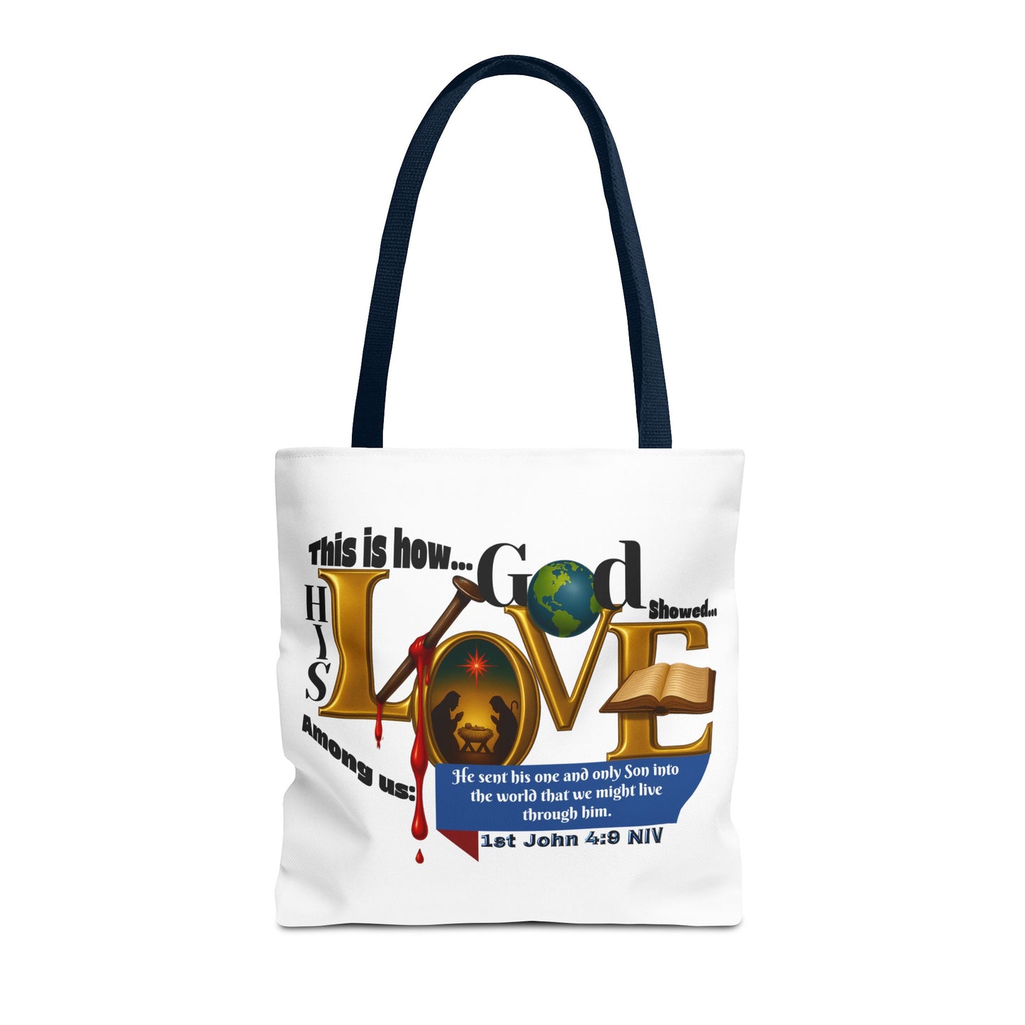 1st John 4:9 Faith-Inspired Tote Bag, Christian Gift, Religious Tote, Bible Verse Bag, Everyday Use, Church Accessory