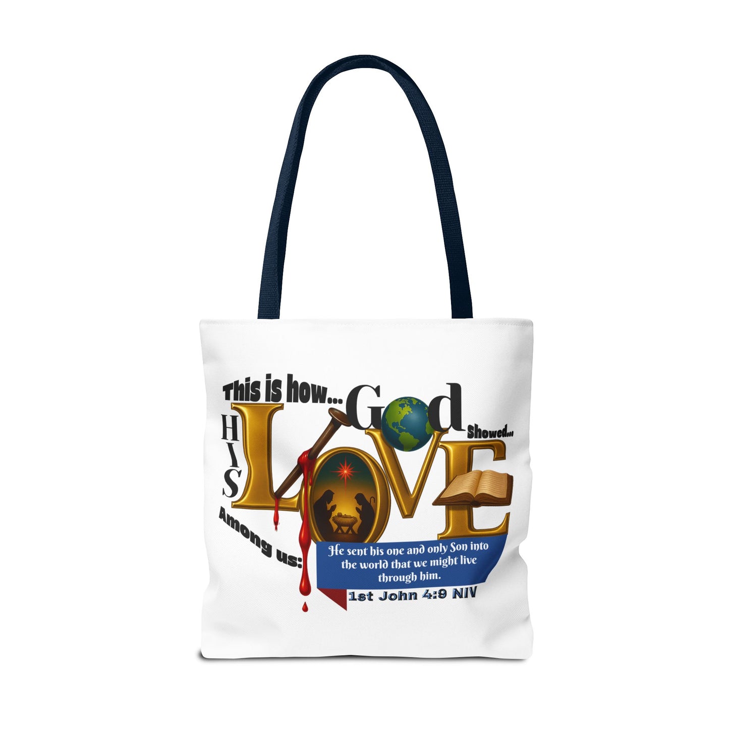 1st John 4:9 Faith-Inspired Tote Bag, Christian Gift, Religious Tote, Bible Verse Bag, Everyday Use, Church Accessory
