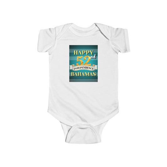 Happy 52nd Independence Blue Stripe Bahamas Infant Bodysuit, Cute Gift for Newborns, Baby Shower Present, Milestone Celebration Outfit, Bahamas Theme