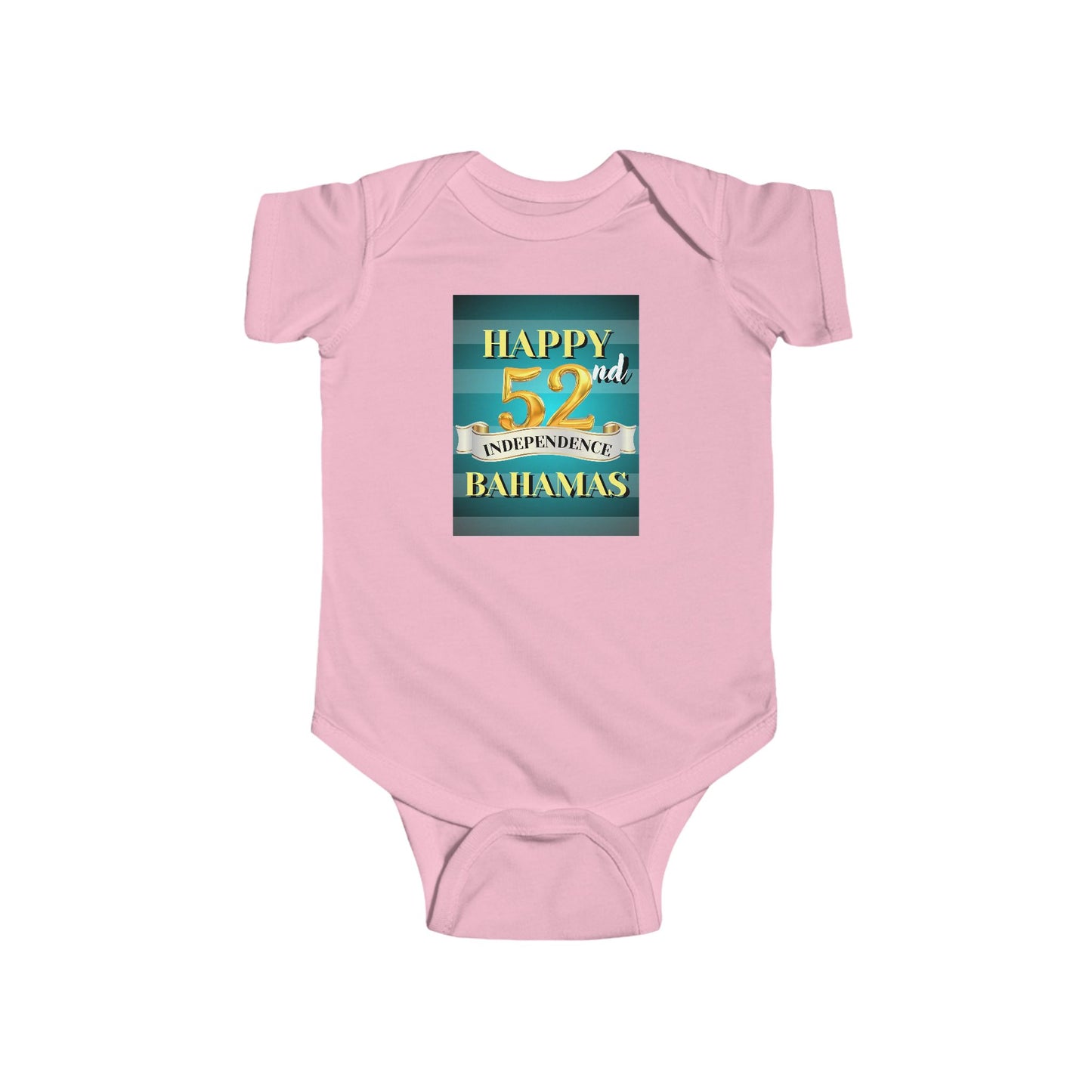 Happy 52nd Independence Blue Stripe Bahamas Infant Bodysuit, Cute Gift for Newborns, Baby Shower Present, Milestone Celebration Outfit, Bahamas Theme