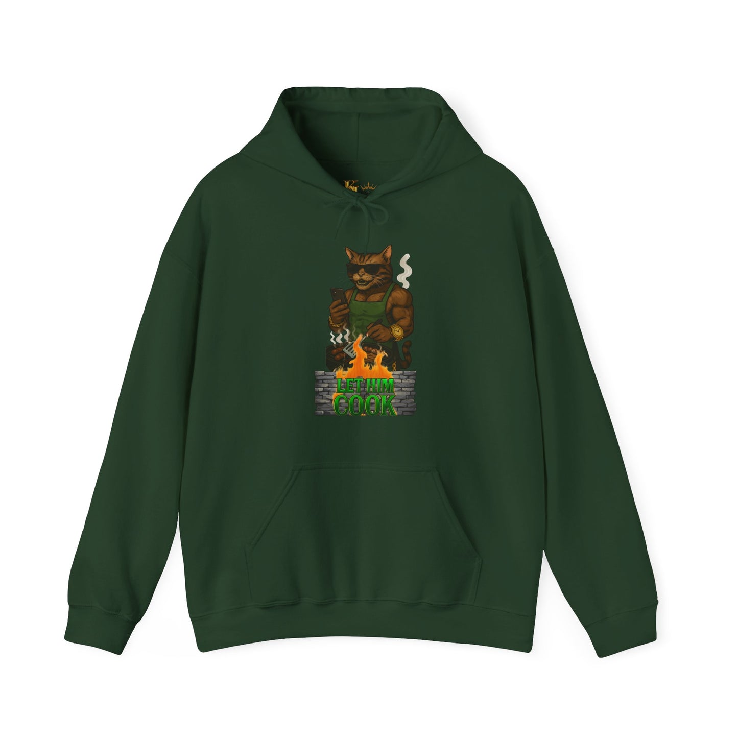 Let Him Cook Cool Cat Grillin' Sweatshirt | Unisex Hoodie for Cat Lovers, Funny Gift for Friends, Cozy Wear, Casual Outfit, Birthday and Holiday Gift