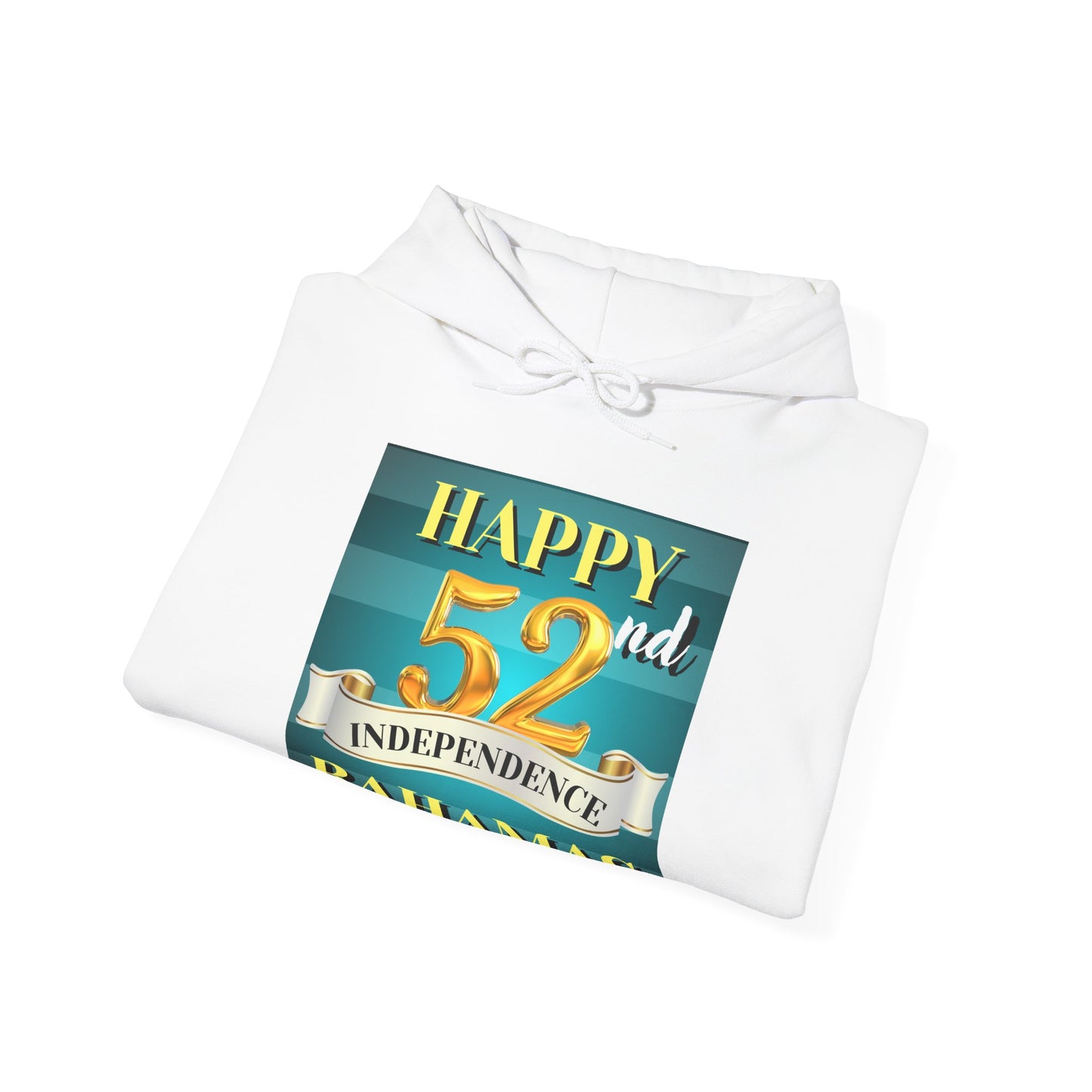 Happy 52nd Independence Blue Stripe Bahamas Hoodie, Cozy Sweatshirt, 52nd Anniversary Gift, Unisex Pullover, Festive Celebration Apparel