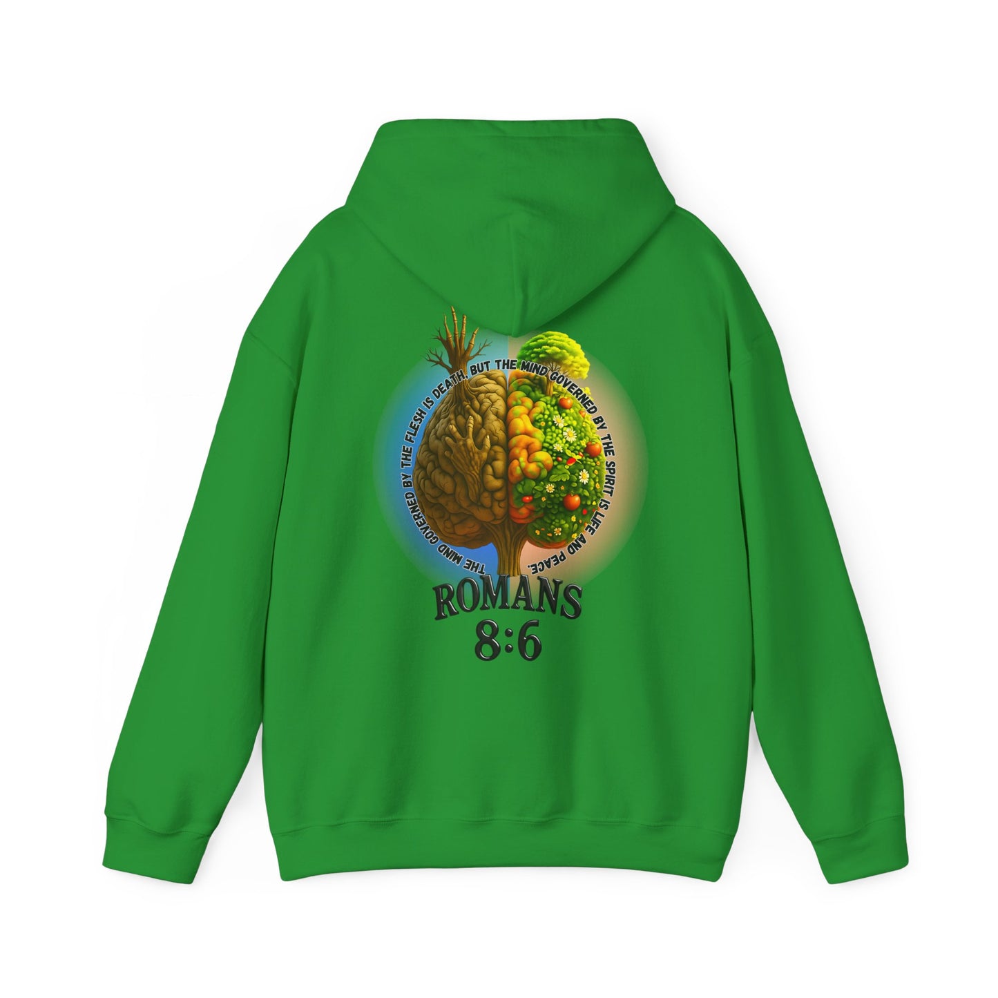 Romans 8:6, Inspirational Unisex Hooded Sweatshirt, Motivational Gift, Cozy Print, Spiritual Hoodie, Everyday Wear, Affirmation Clothing