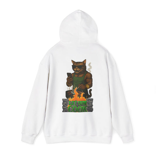Let Him Cook Cool Cat Grillin' Sweatshirt | Unisex Hoodie for Cat Lovers, Funny Gift for Friends, Cozy Wear, Casual Outfit, Birthday and Holiday Gift