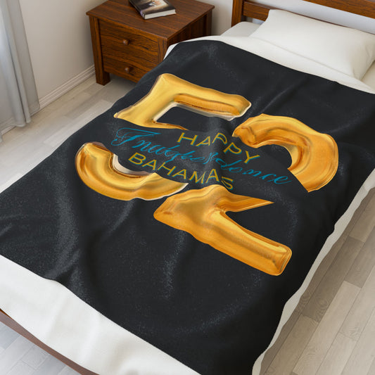 Happy Independence Day Bahamas Gold 52 Luxurious Plush Blanket for Celebrations, Cozy Throw, Gift for Independence Day, Home Decor, Warm Blanket