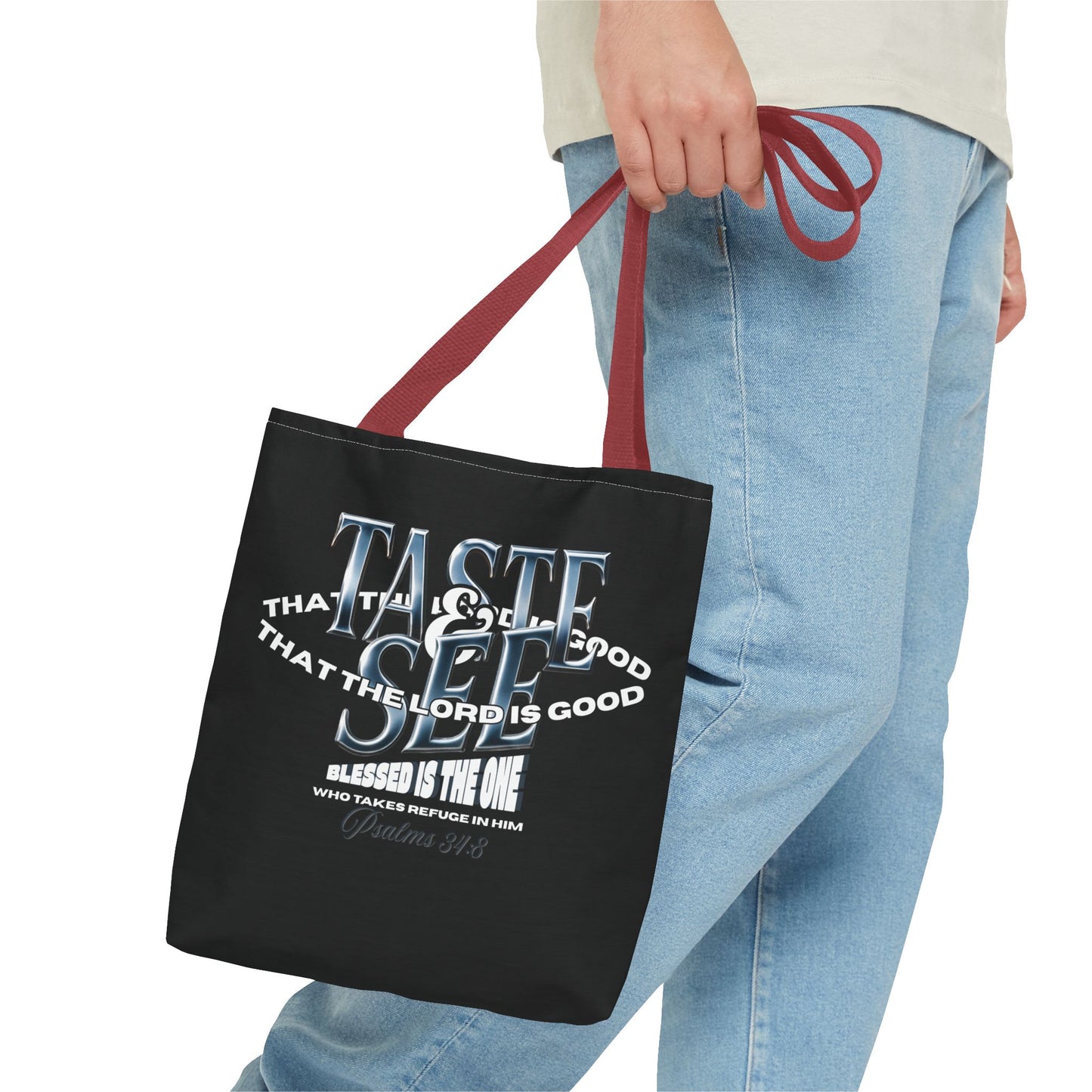 Taste and See Inspirational Tote Bag - Faith & Spirituality, Christian Gift, Bible Verse, Religious Accessories, Everyday Use, Stylish Carryall