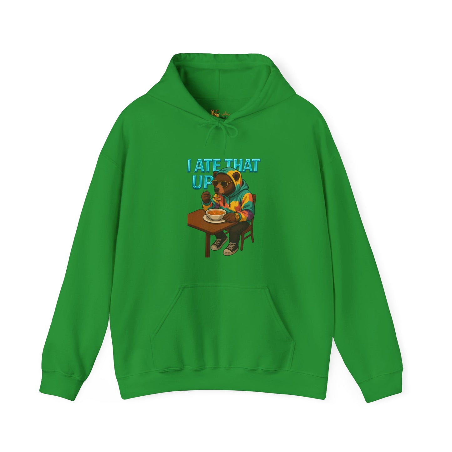 Ate That Up Playful Bear Hoodie, Funny Animal Sweatshirt, Gift for Food Lovers, Cozy Bear Apparel, Unique Unisex Pullover, Fun Statement Top