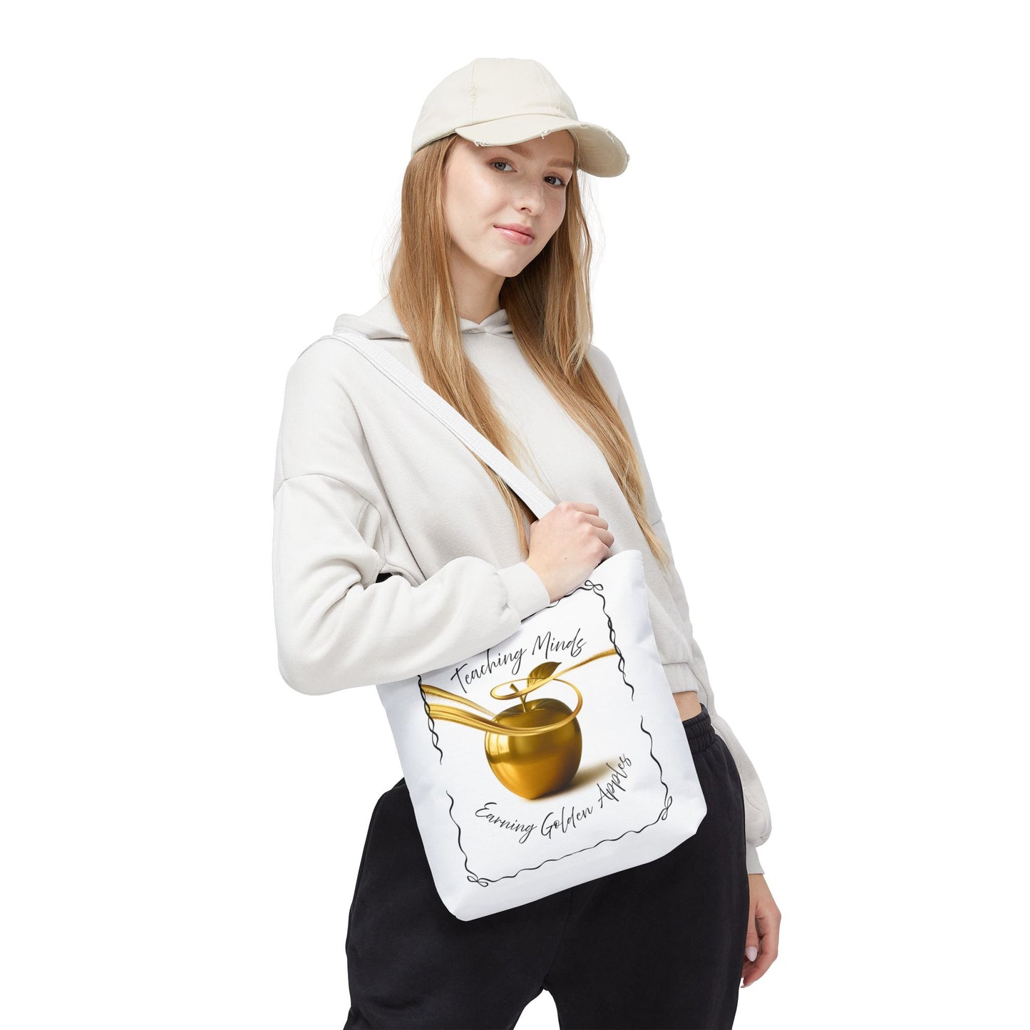 Golden Apple Teacher Tote Bag, Educational Gift Bag, Back to School, Classroom Essentials, Inspiring Quote Bag