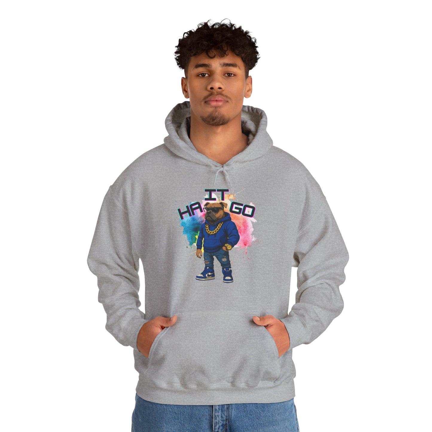 Ha It Go Cool Hipster Dog Hoodie, Streetwear Unisex Sweatshirt, Funny Pet Lover Gift, Casual Stylish Pullover, Colorful Graphic Sweatshirt