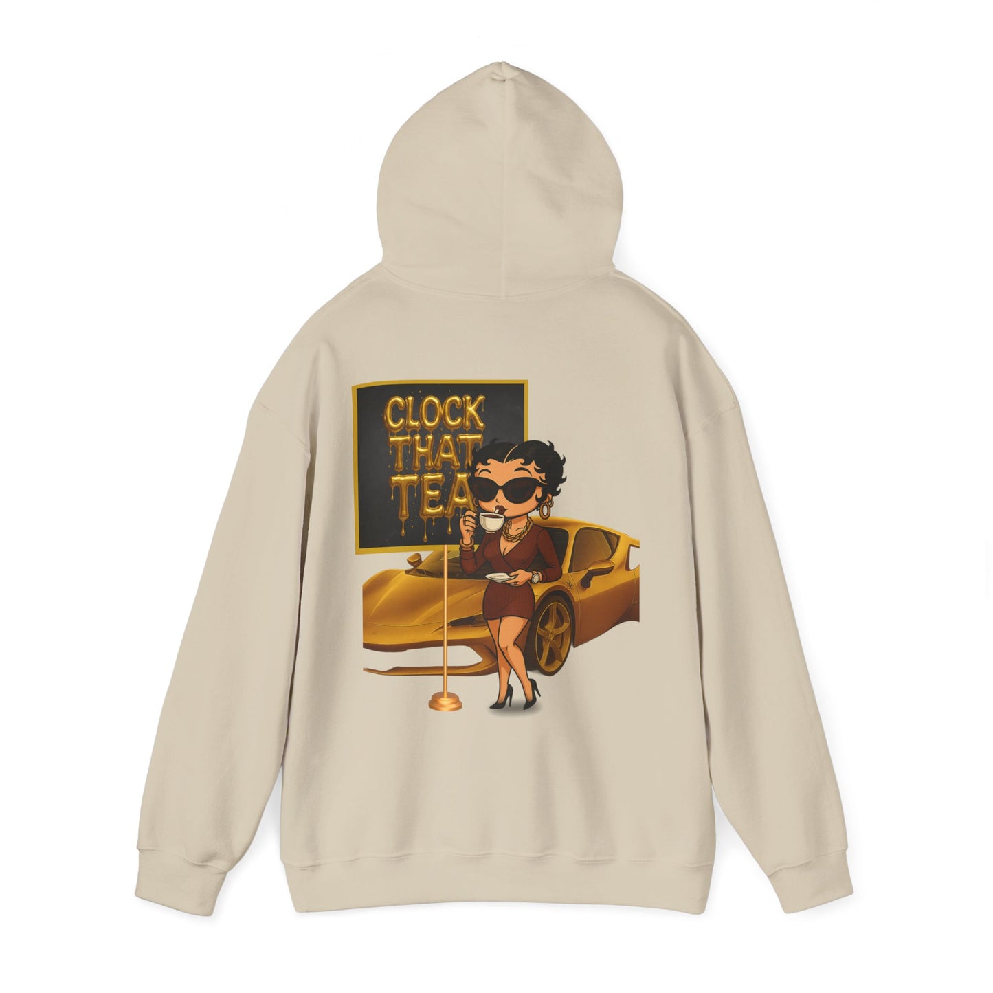 Clock That Tea Chic Hooded Sweatshirt for Tea Lovers, Trendy Unisex Pullover, Casual Streetwear, Gift for Friends, Perfect for Cozy Days