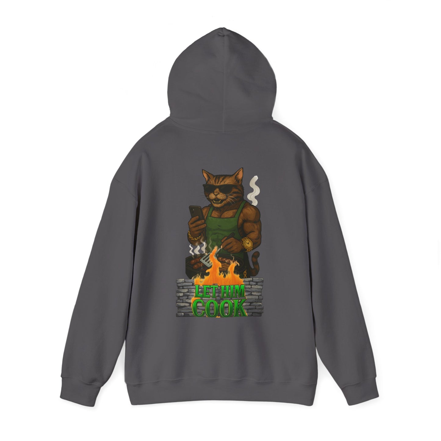 Let Him Cook Cool Cat Grillin' Sweatshirt | Unisex Hoodie for Cat Lovers, Funny Gift for Friends, Cozy Wear, Casual Outfit, Birthday and Holiday Gift