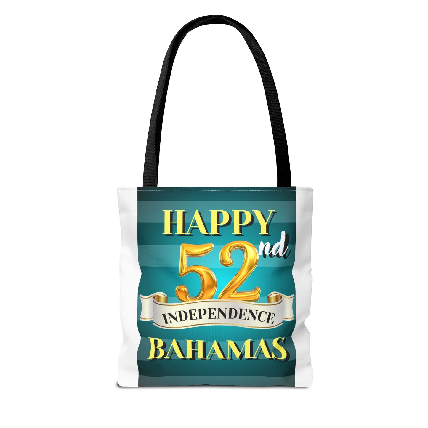 Happy 52nd Independence Blue Stripe Bahamas Tote Bag, Beach Bag, Travel Tote, Gift for Bahamian National Day, Independence Day Celebration