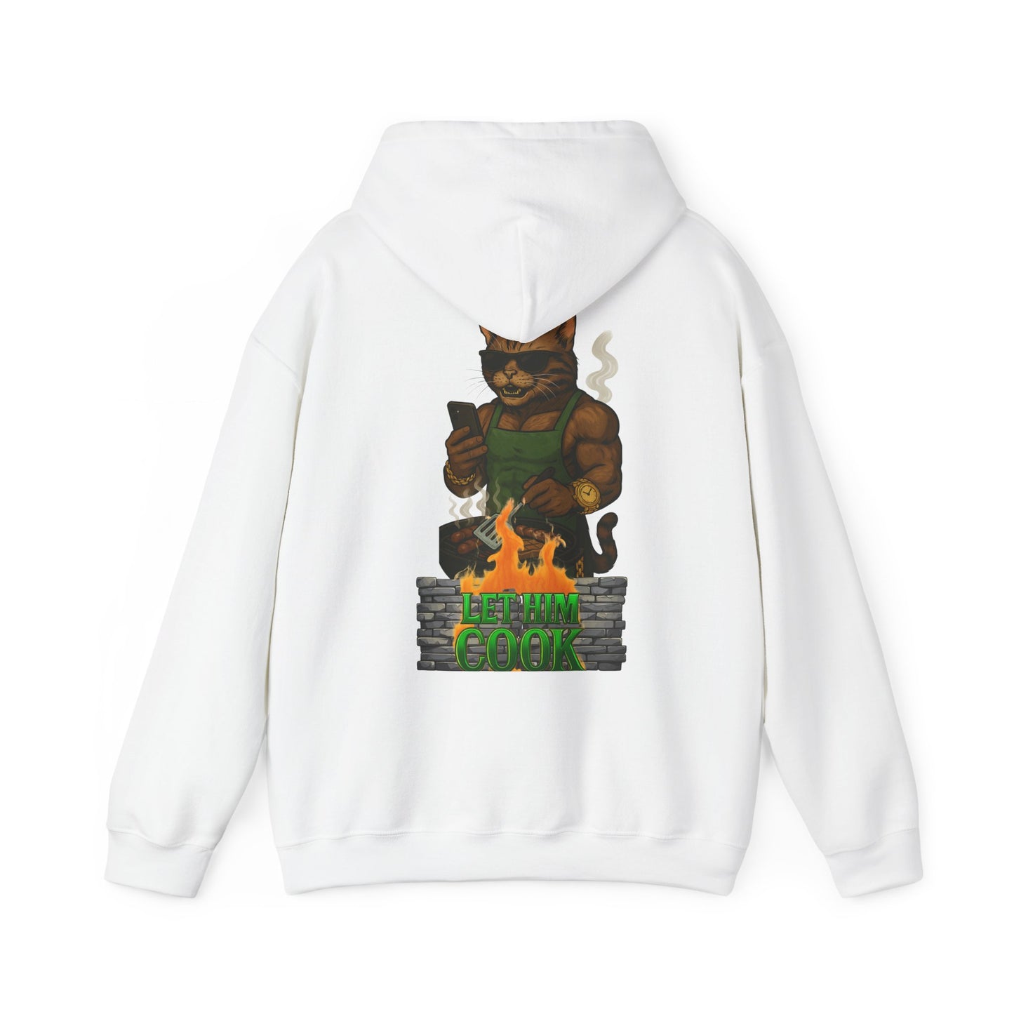Let Him Cook Cool Cat Grillin' Sweatshirt | Unisex Hoodie for Cat Lovers, Funny Gift for Friends, Cozy Wear, Casual Outfit, Birthday and Holiday Gift