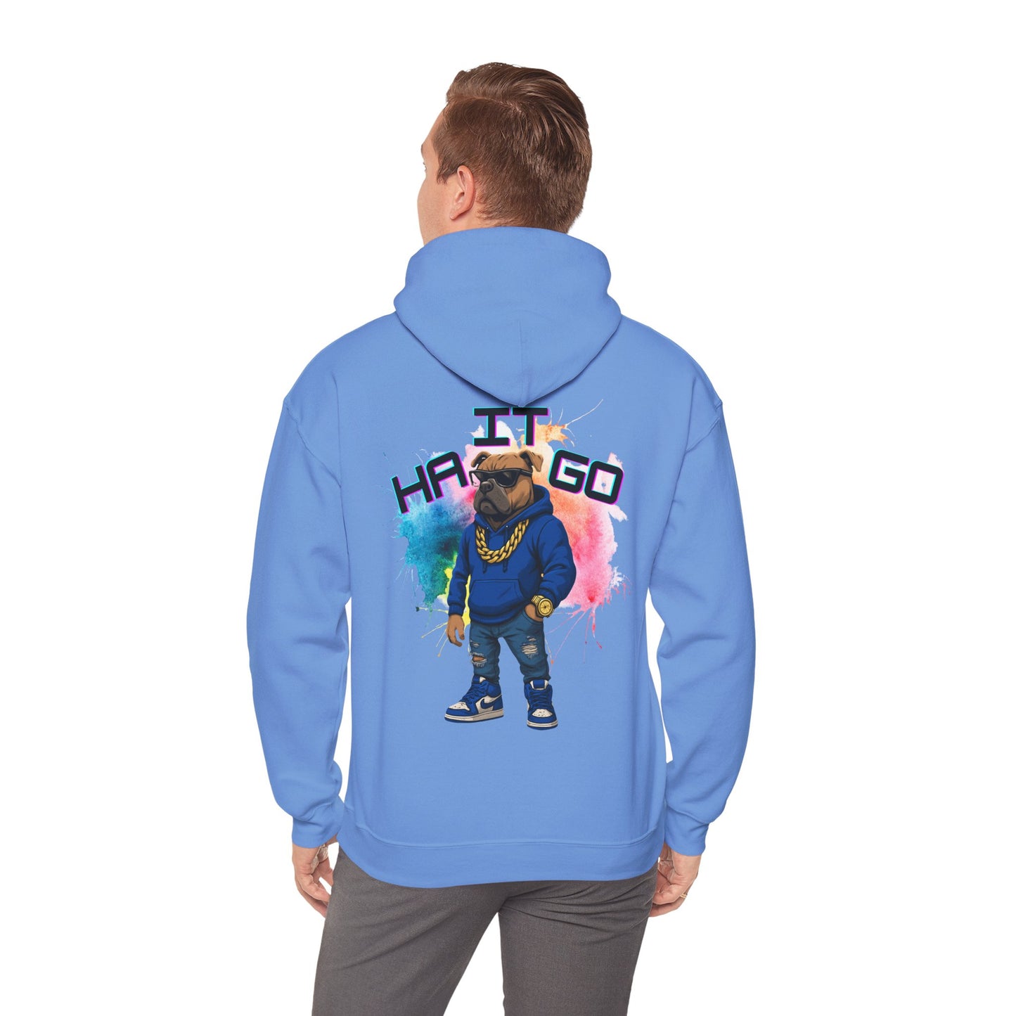Ha It Go Cool Hipster Dog Hoodie, Streetwear Unisex Sweatshirt, Funny Pet Lover Gift, Casual Stylish Pullover, Colorful Graphic Sweatshirt