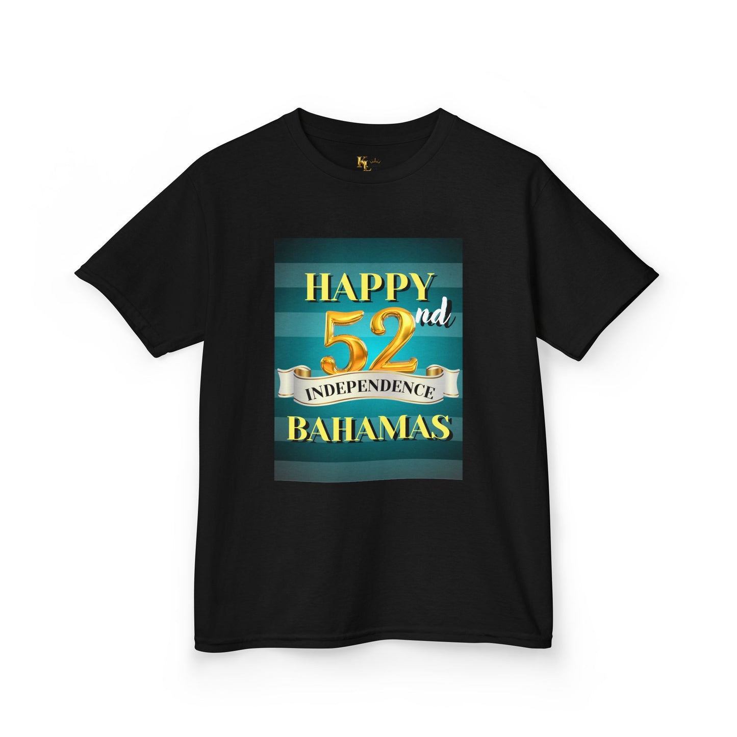 Happy 52nd Independence Blue Stripe Bahamas Kids Tee, Fun Kids Shirt, Celebration T-Shirt, Birthday Gift, Summer Apparel, Independence Day Outfit