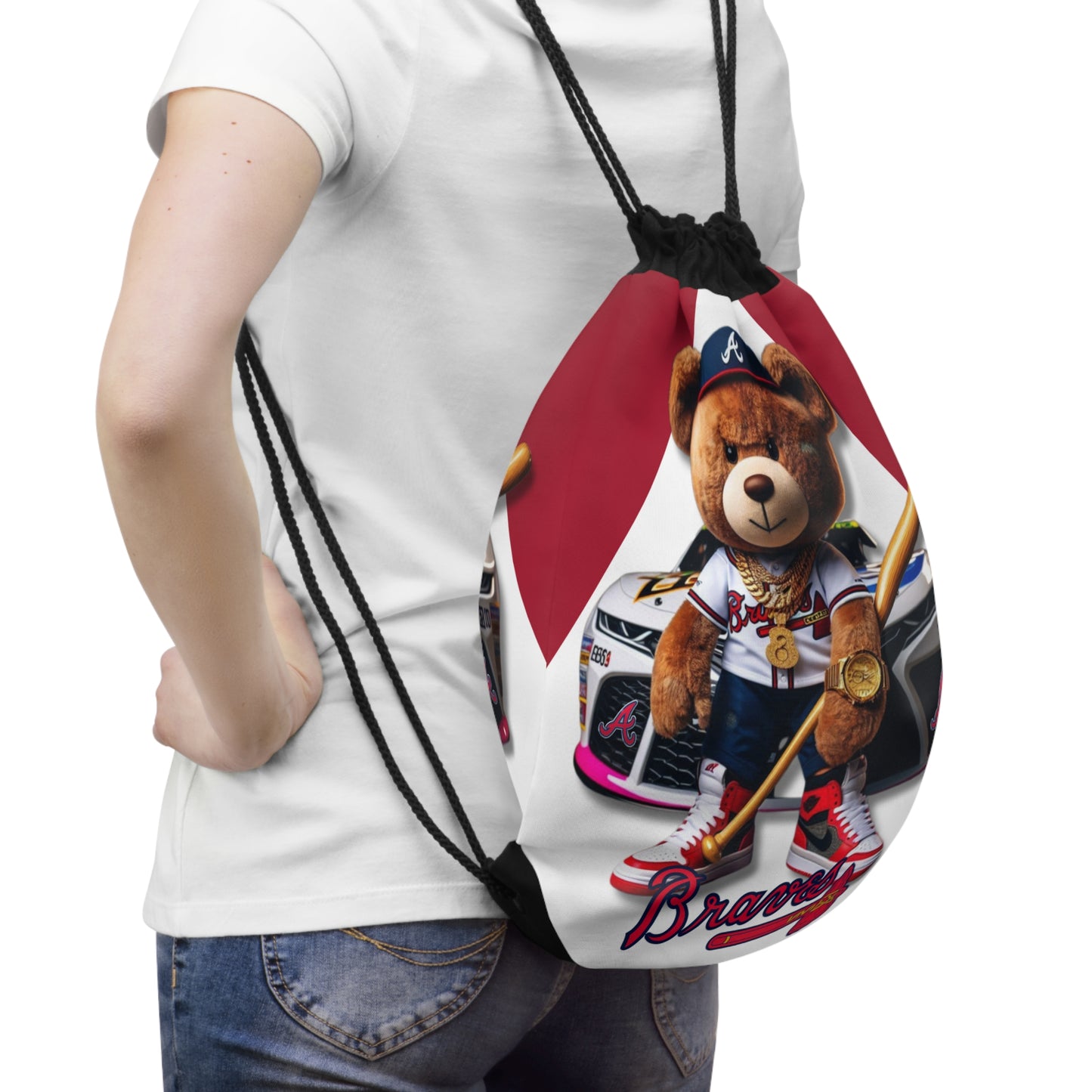 Atlanta Braves Baseball, Sporty Teddy Bear Drawstring Bag, Fun Gym Bag, Stylish Backpack, Adorable Kids Accessories, Trendy Gift for Sports Lovers, Unique [...]