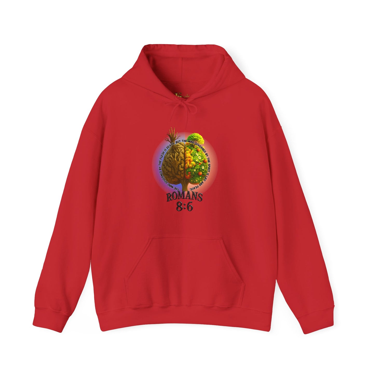 Romans 8:6, Inspirational Unisex Hooded Sweatshirt, Motivational Gift, Cozy Print, Spiritual Hoodie, Everyday Wear, Affirmation Clothing