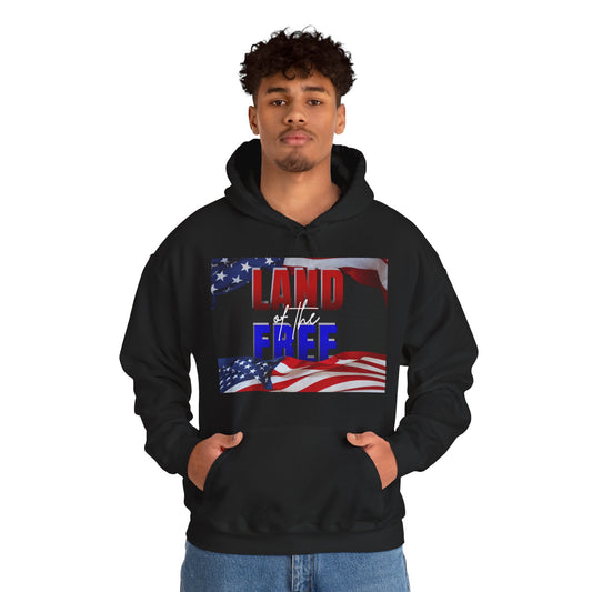 Patriotic Hooded Sweatshirt | Land of the Free | Home of the Brave | Unisex Pullover | Independence Day Gift