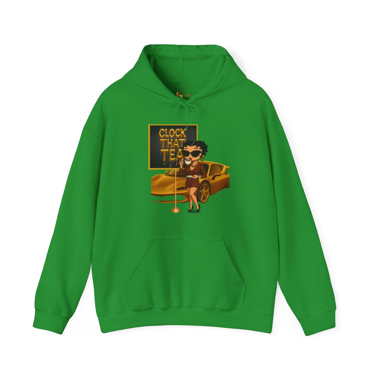 Clock That Tea Chic Hooded Sweatshirt for Tea Lovers, Trendy Unisex Pullover, Casual Streetwear, Gift for Friends, Perfect for Cozy Days