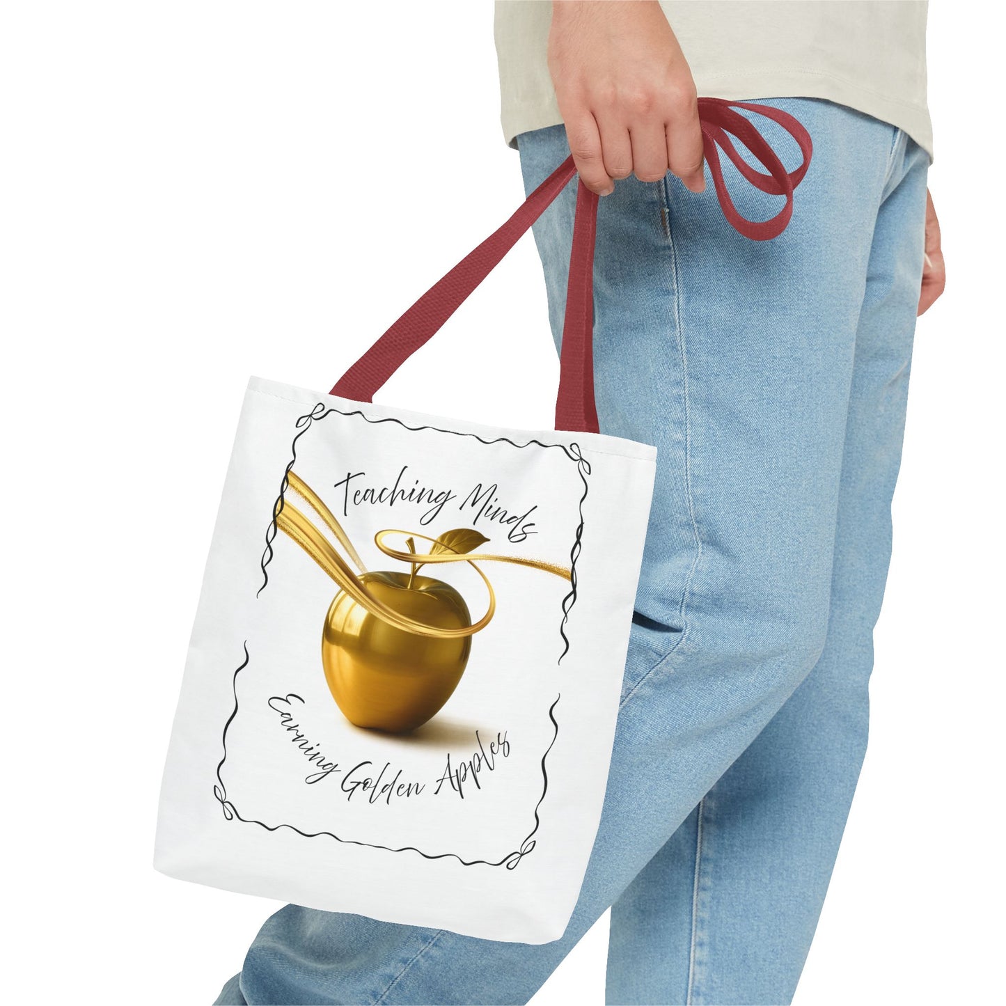 Golden Apple Teacher Tote Bag, Educational Gift Bag, Back to School, Classroom Essentials, Inspiring Quote Bag