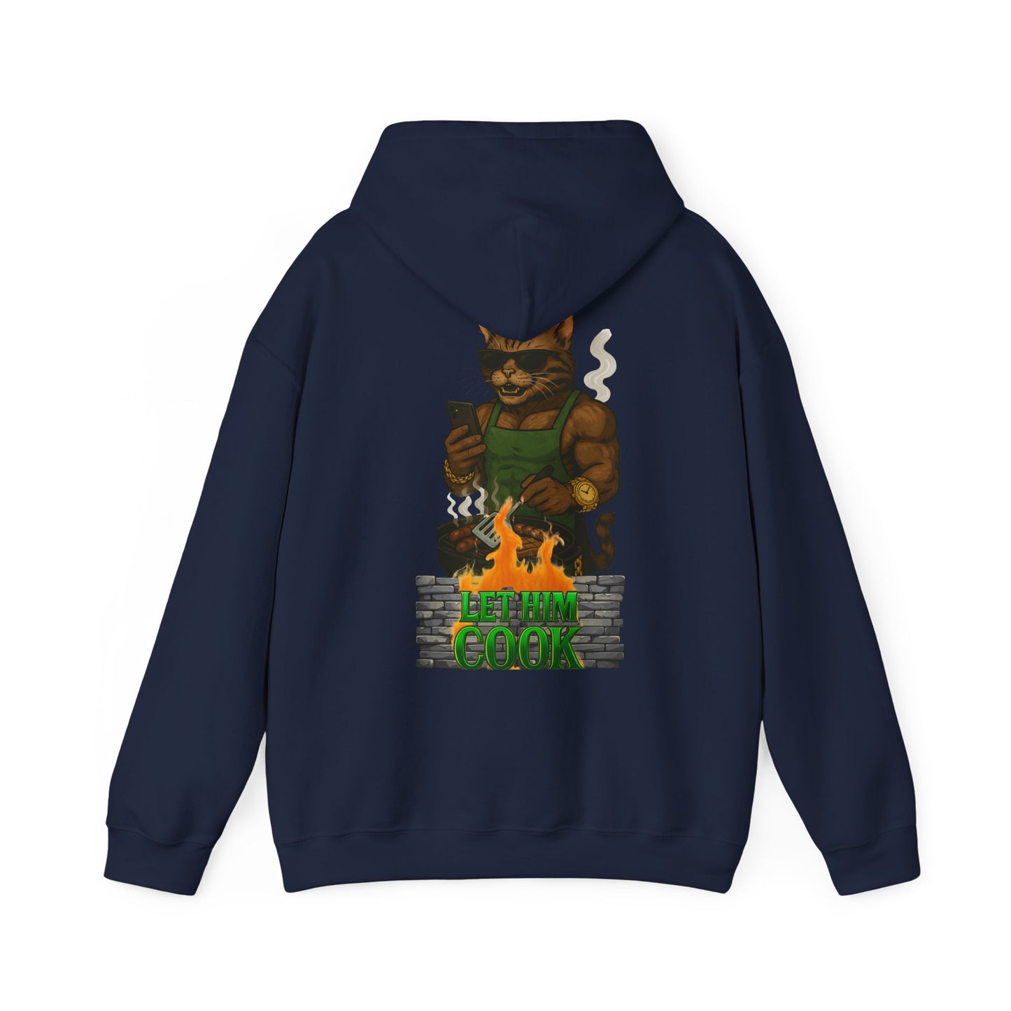 Let Him Cook Cool Cat Grillin' Sweatshirt | Unisex Hoodie for Cat Lovers, Funny Gift for Friends, Cozy Wear, Casual Outfit, Birthday and Holiday Gift