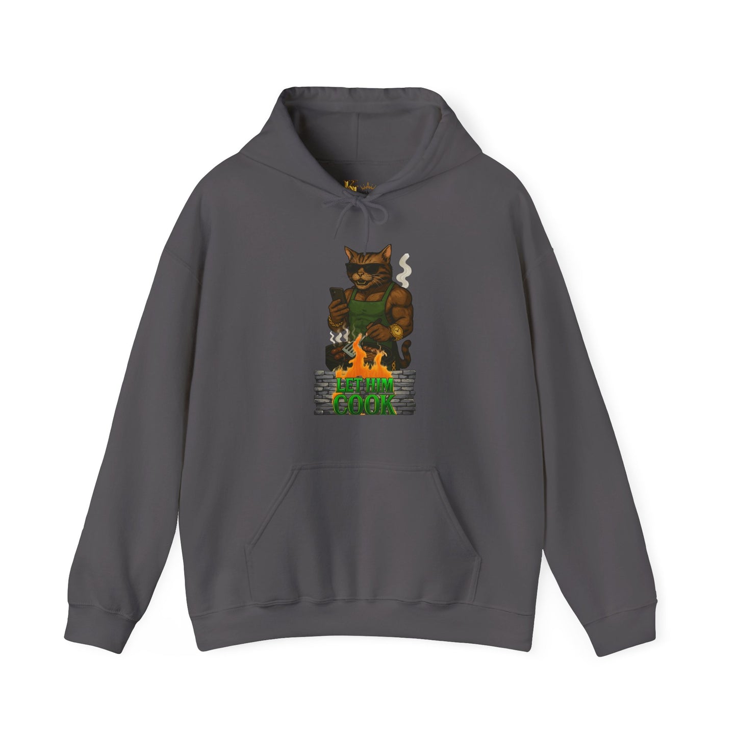 Let Him Cook Cool Cat Grillin' Sweatshirt | Unisex Hoodie for Cat Lovers, Funny Gift for Friends, Cozy Wear, Casual Outfit, Birthday and Holiday Gift