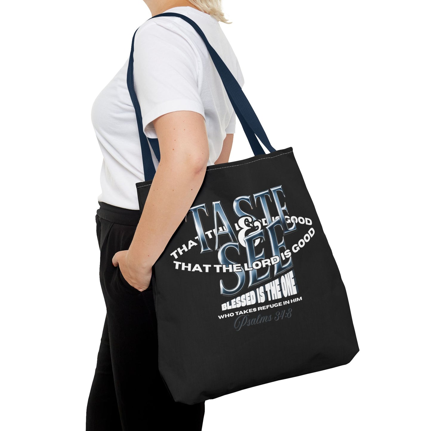 Taste and See Inspirational Tote Bag - Faith & Spirituality, Christian Gift, Bible Verse, Religious Accessories, Everyday Use, Stylish Carryall