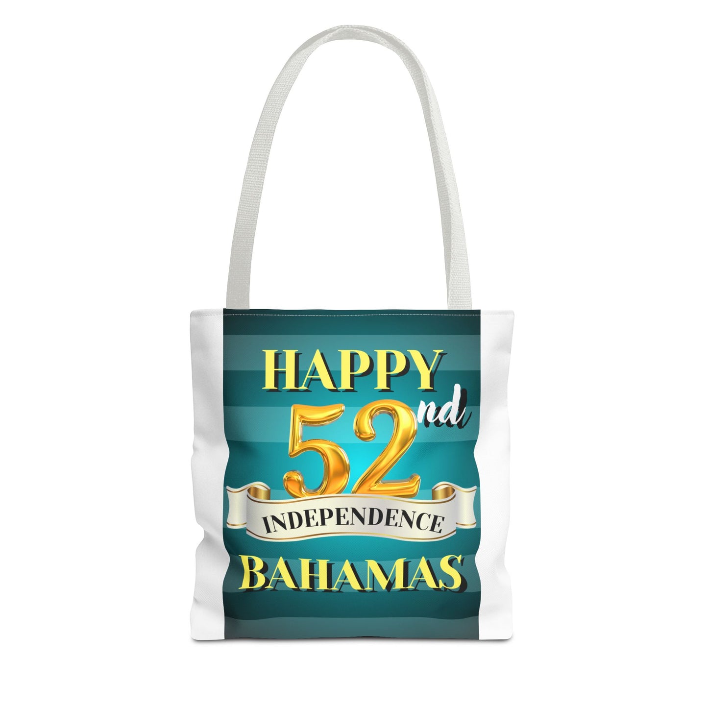 Happy 52nd Independence Blue Stripe Bahamas Tote Bag, Beach Bag, Travel Tote, Gift for Bahamian National Day, Independence Day Celebration
