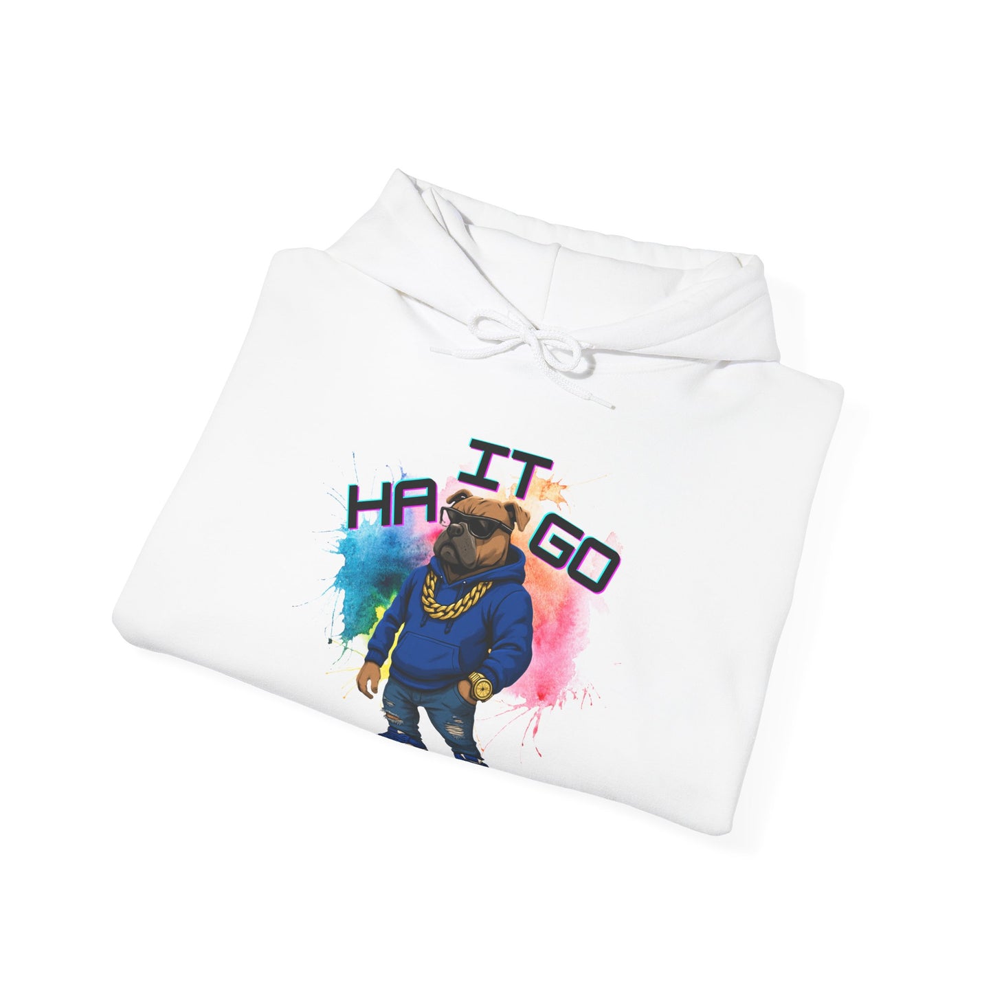 Ha It Go Cool Hipster Dog Hoodie, Streetwear Unisex Sweatshirt, Funny Pet Lover Gift, Casual Stylish Pullover, Colorful Graphic Sweatshirt