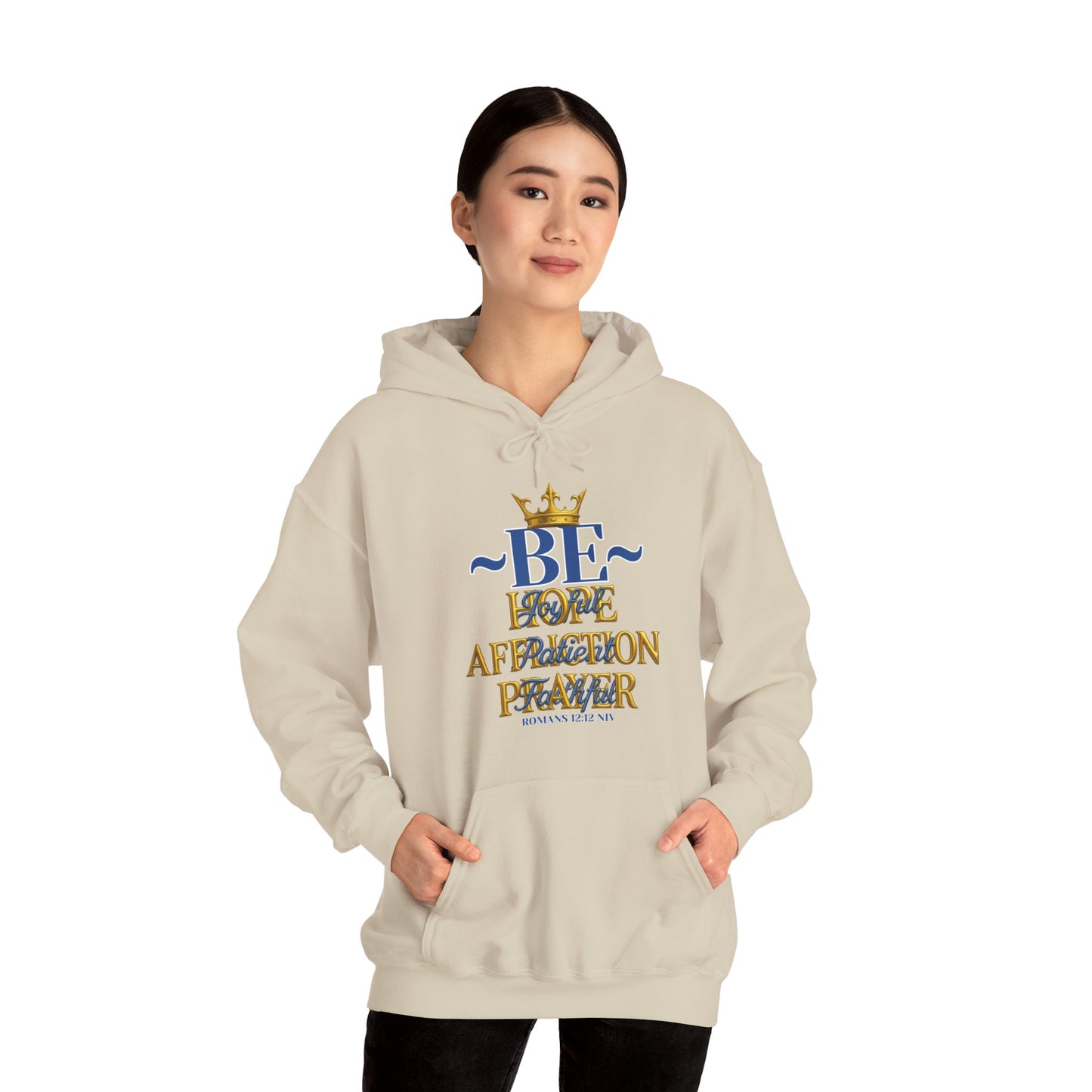 Romans 12:12 Inspirational Hoodie, Unisex Heavy Blend Hoodie, Love Prayer Sweatshirt, Cozy Gift for Friends, Affirmation Apparel