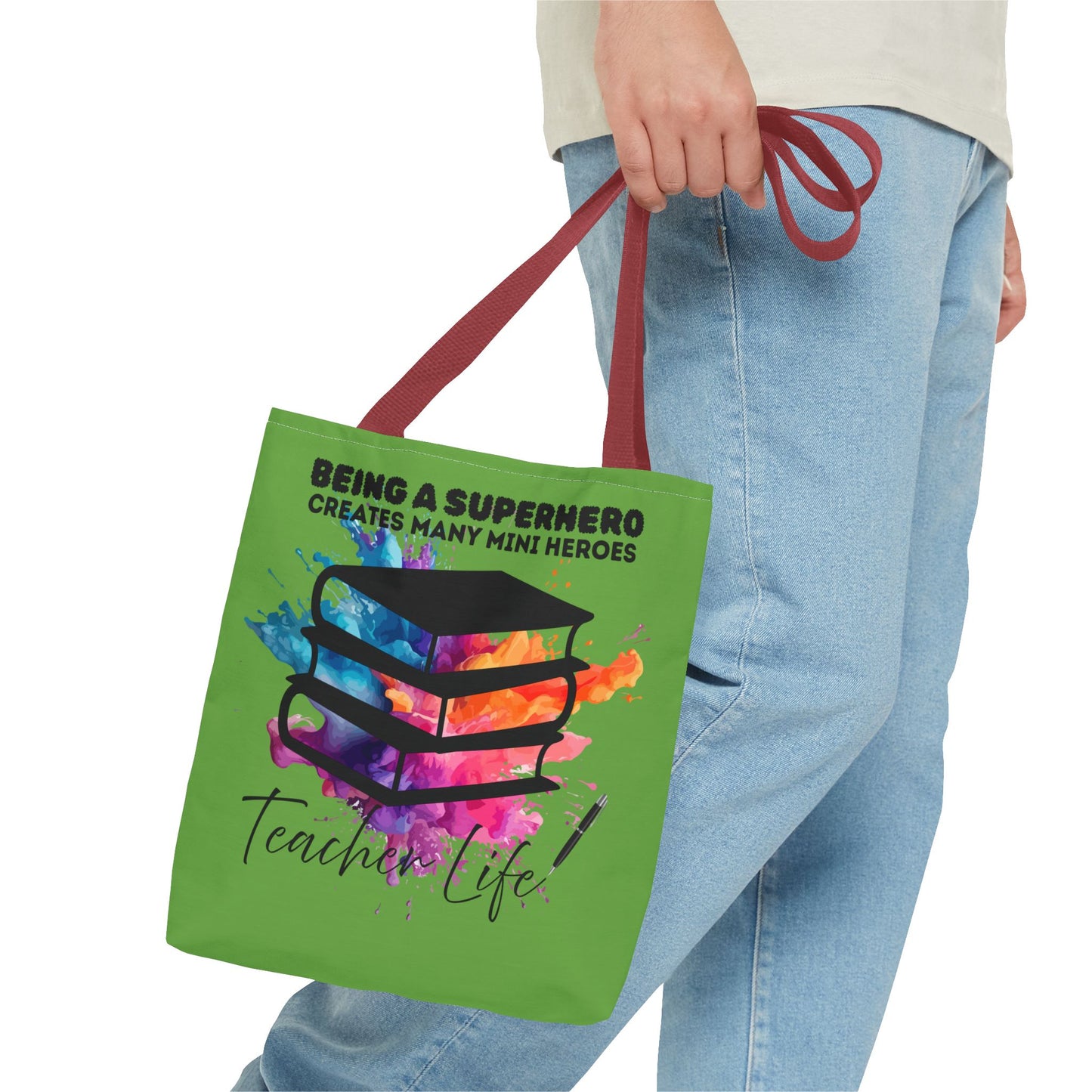 Superhero Teacher Life Tote Bag, Teacher Gift, Eco-Friendly Bag, Back to School Accessory, Inspirational Tote