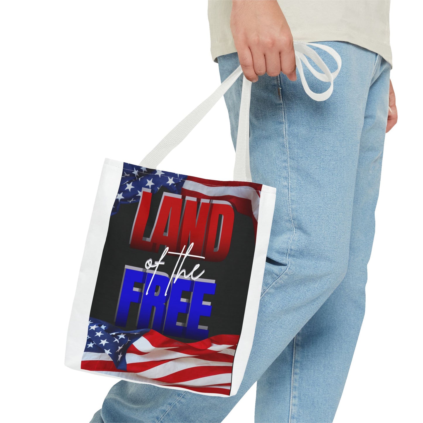 Patriotic Tote Bag - Land of the Free, Home of the Brave, USA Flag, Fourth of July, Gift for Patriots, Summer Fun