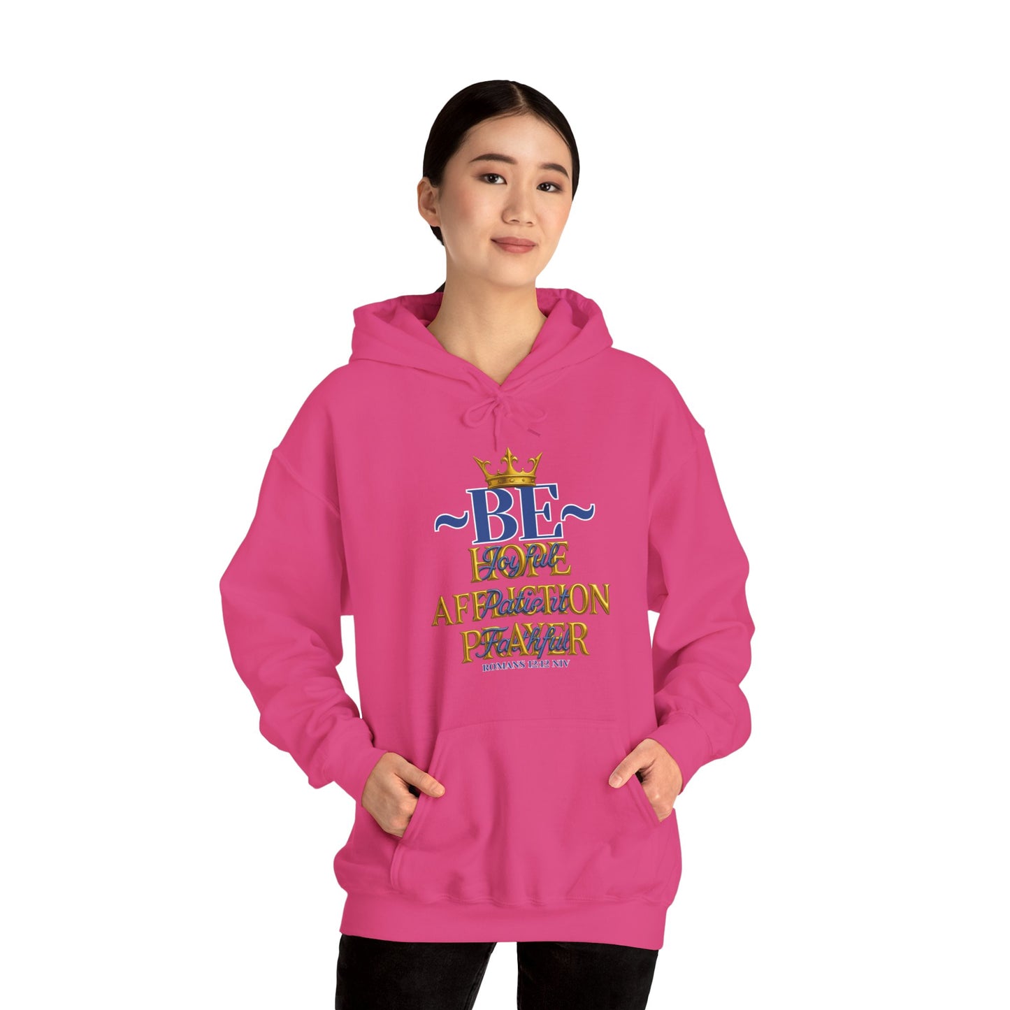 Romans 12:12 Inspirational Hoodie, Unisex Heavy Blend Hoodie, Love Prayer Sweatshirt, Cozy Gift for Friends, Affirmation Apparel