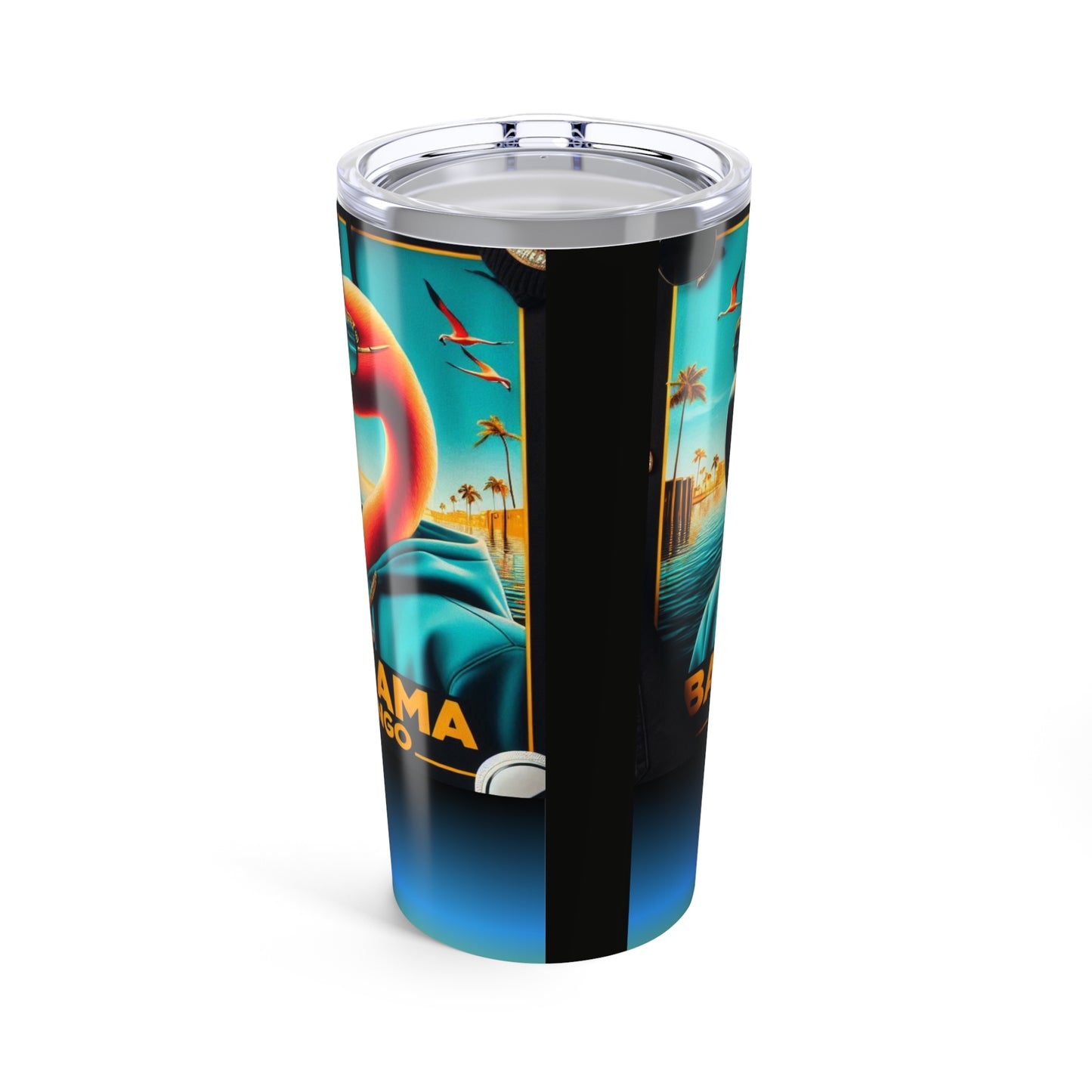 Bahama Mingo, Vibrant Beach Scene Tumbler | Tropical Drinkware, Summer, Travel Mug, Gift for Him/Her, Beach Lovers
