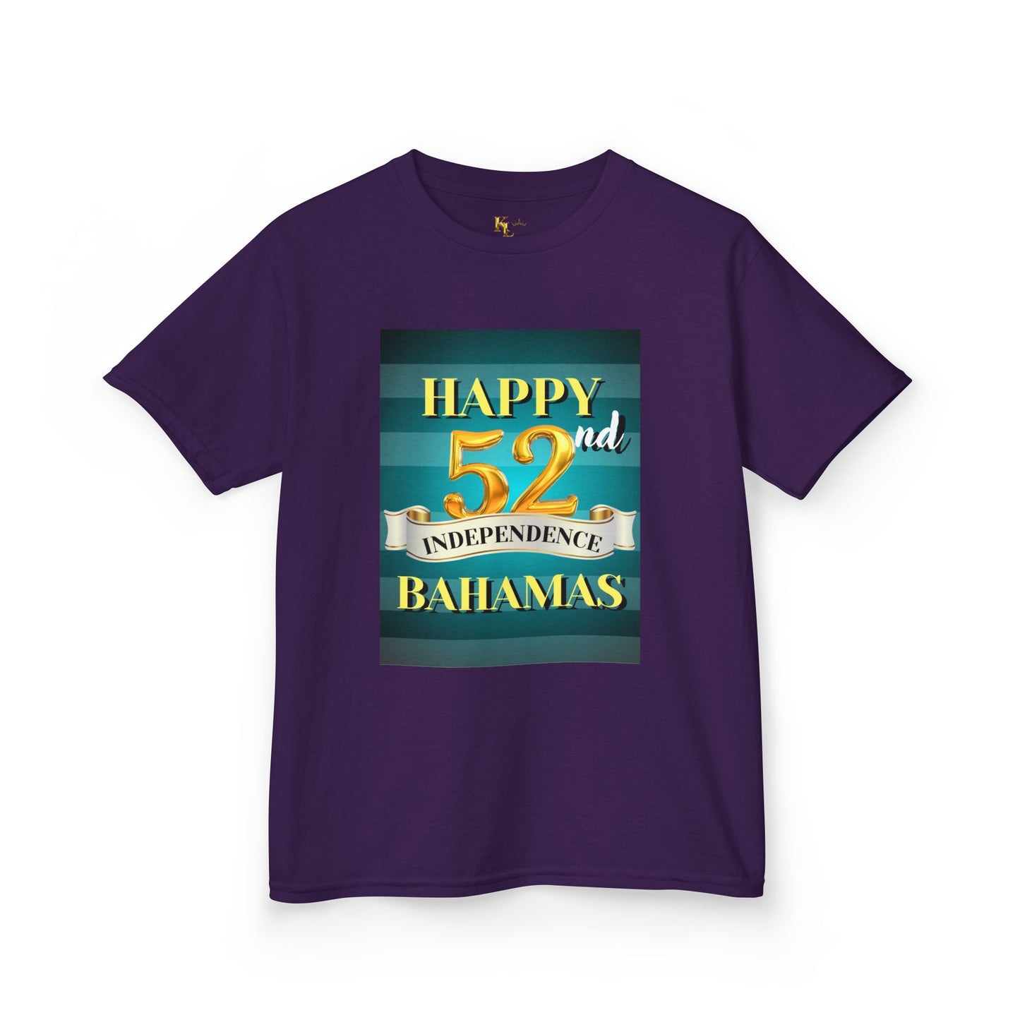 Happy 52nd Independence Blue Stripe Bahamas Kids Tee, Fun Kids Shirt, Celebration T-Shirt, Birthday Gift, Summer Apparel, Independence Day Outfit