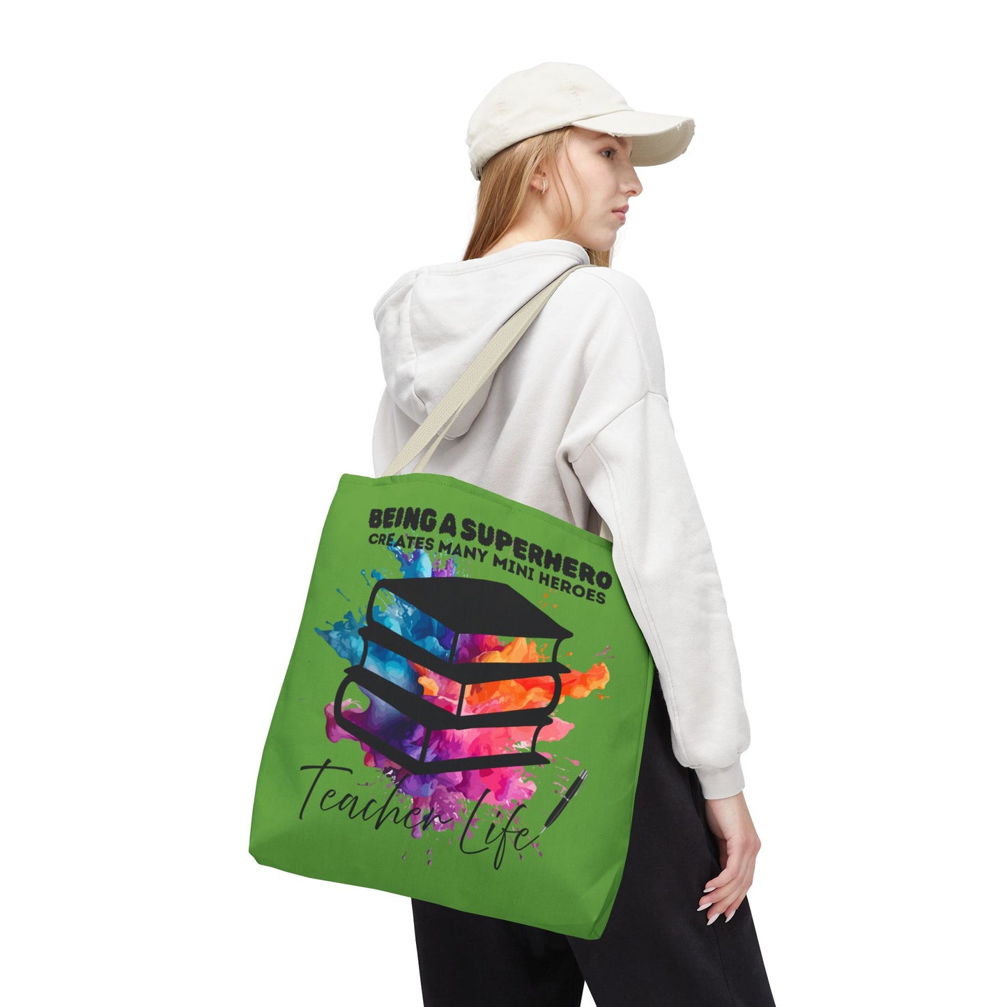 Superhero Teacher Life Tote Bag, Teacher Gift, Eco-Friendly Bag, Back to School Accessory, Inspirational Tote