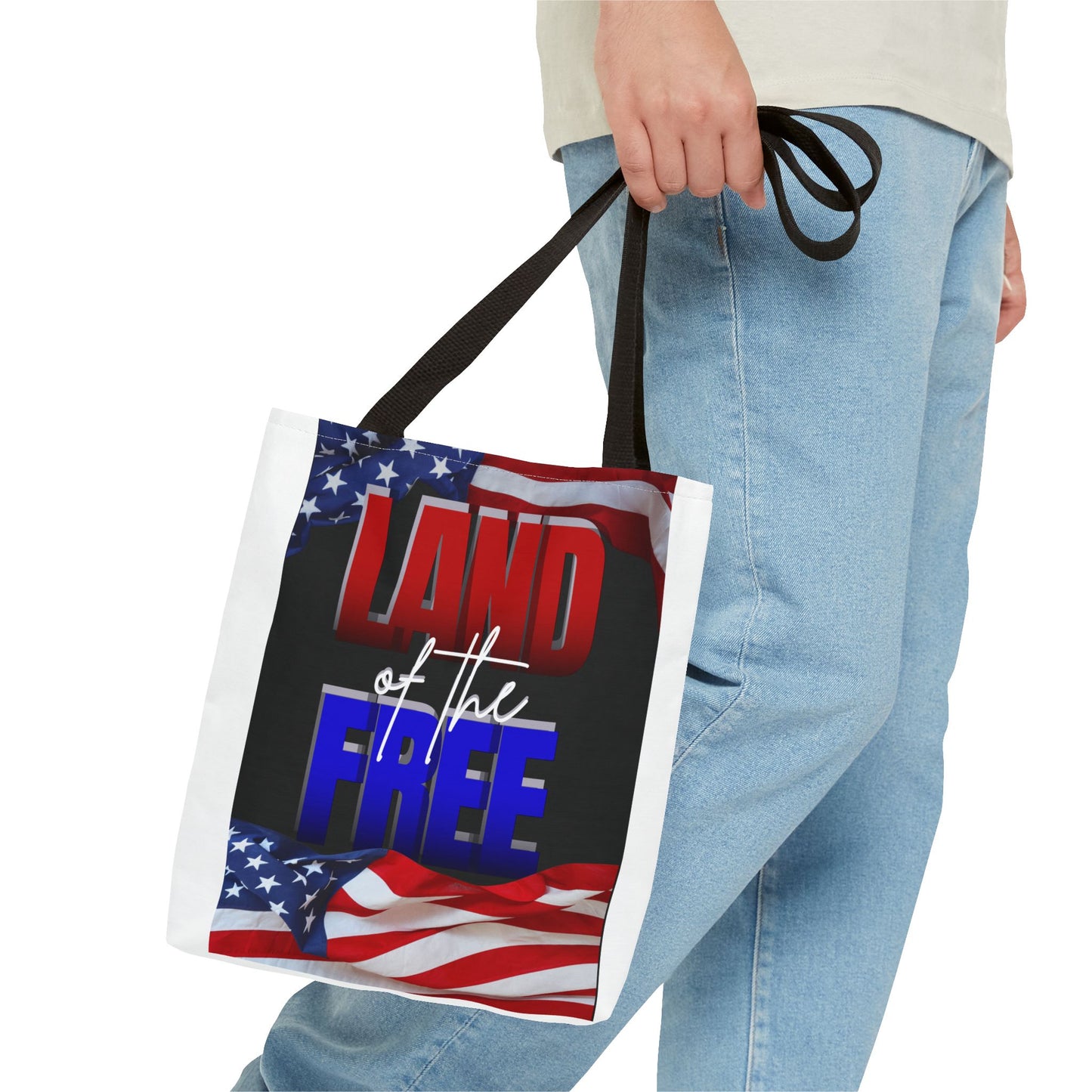 Patriotic Tote Bag - Land of the Free, Home of the Brave, USA Flag, Fourth of July, Gift for Patriots, Summer Fun