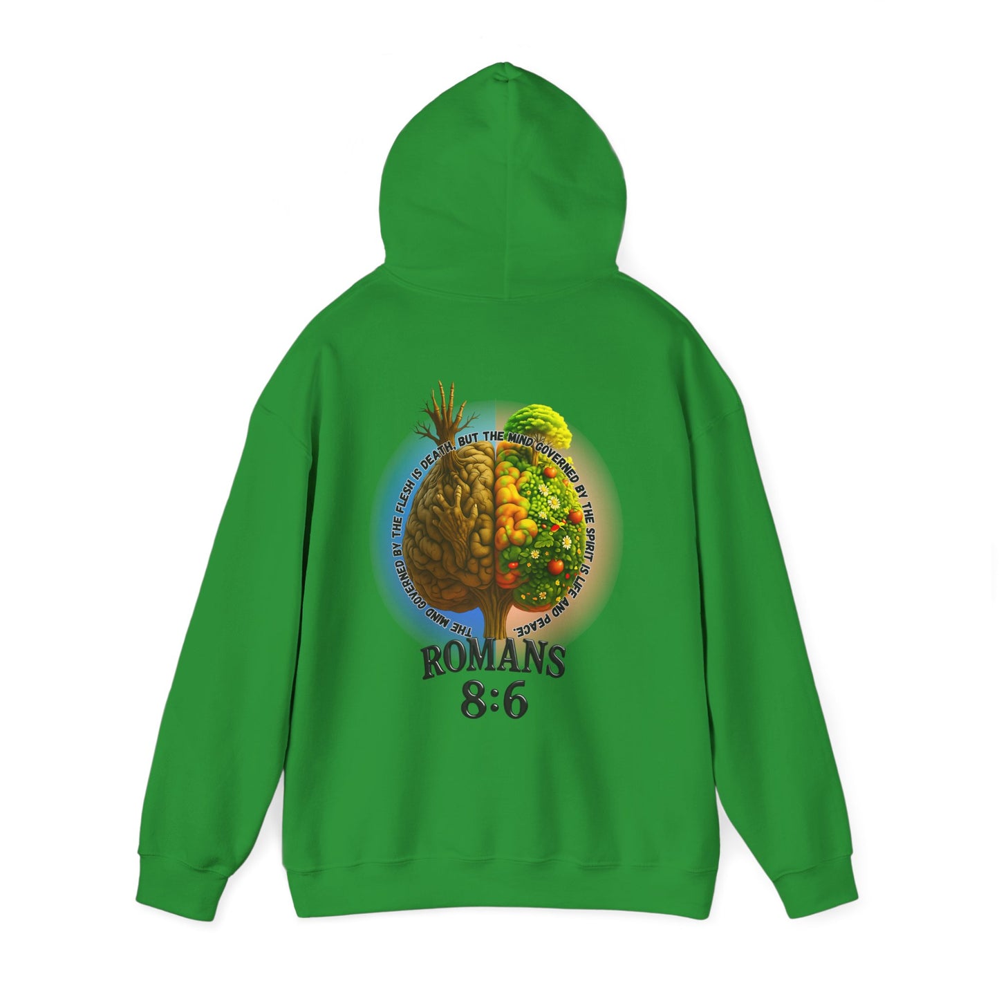 Romans 8:6, Inspirational Unisex Hooded Sweatshirt, Motivational Gift, Cozy Print, Spiritual Hoodie, Everyday Wear, Affirmation Clothing