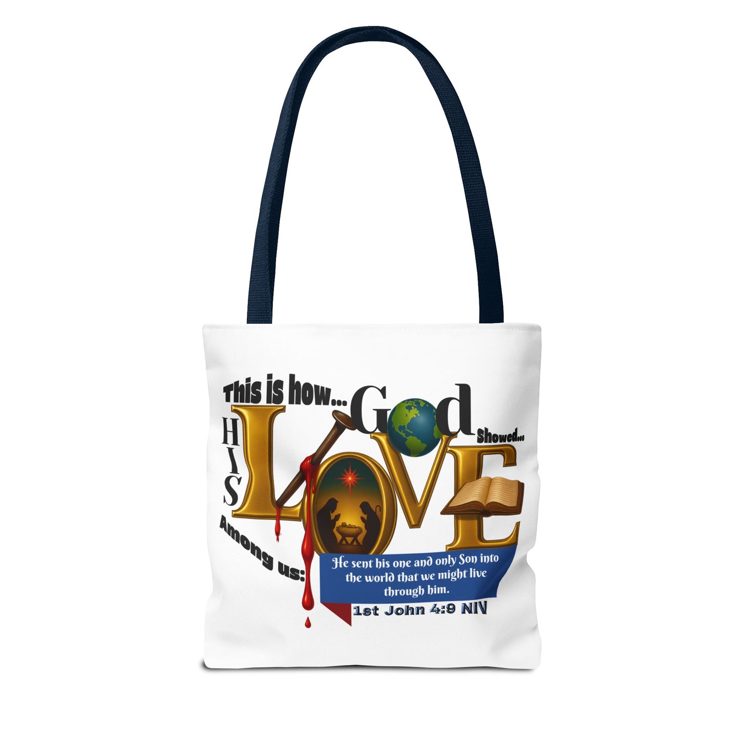1st John 4:9 Faith-Inspired Tote Bag, Christian Gift, Religious Tote, Bible Verse Bag, Everyday Use, Church Accessory