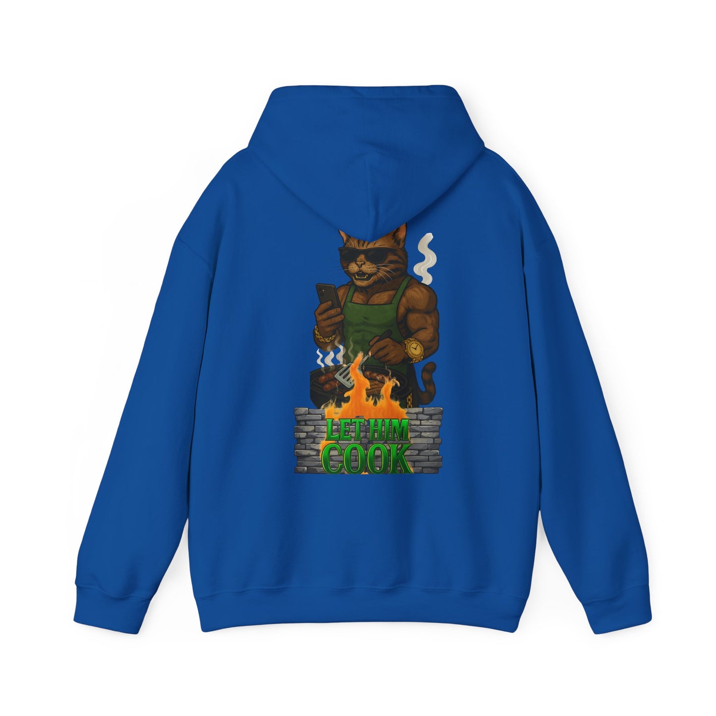 Let Him Cook Cool Cat Grillin' Sweatshirt | Unisex Hoodie for Cat Lovers, Funny Gift for Friends, Cozy Wear, Casual Outfit, Birthday and Holiday Gift
