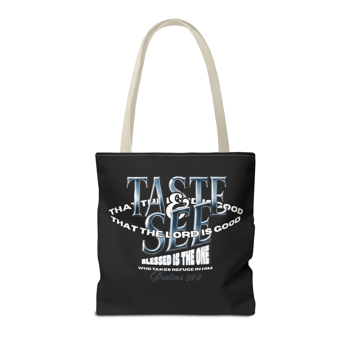 Taste and See Inspirational Tote Bag - Faith & Spirituality, Christian Gift, Bible Verse, Religious Accessories, Everyday Use, Stylish Carryall
